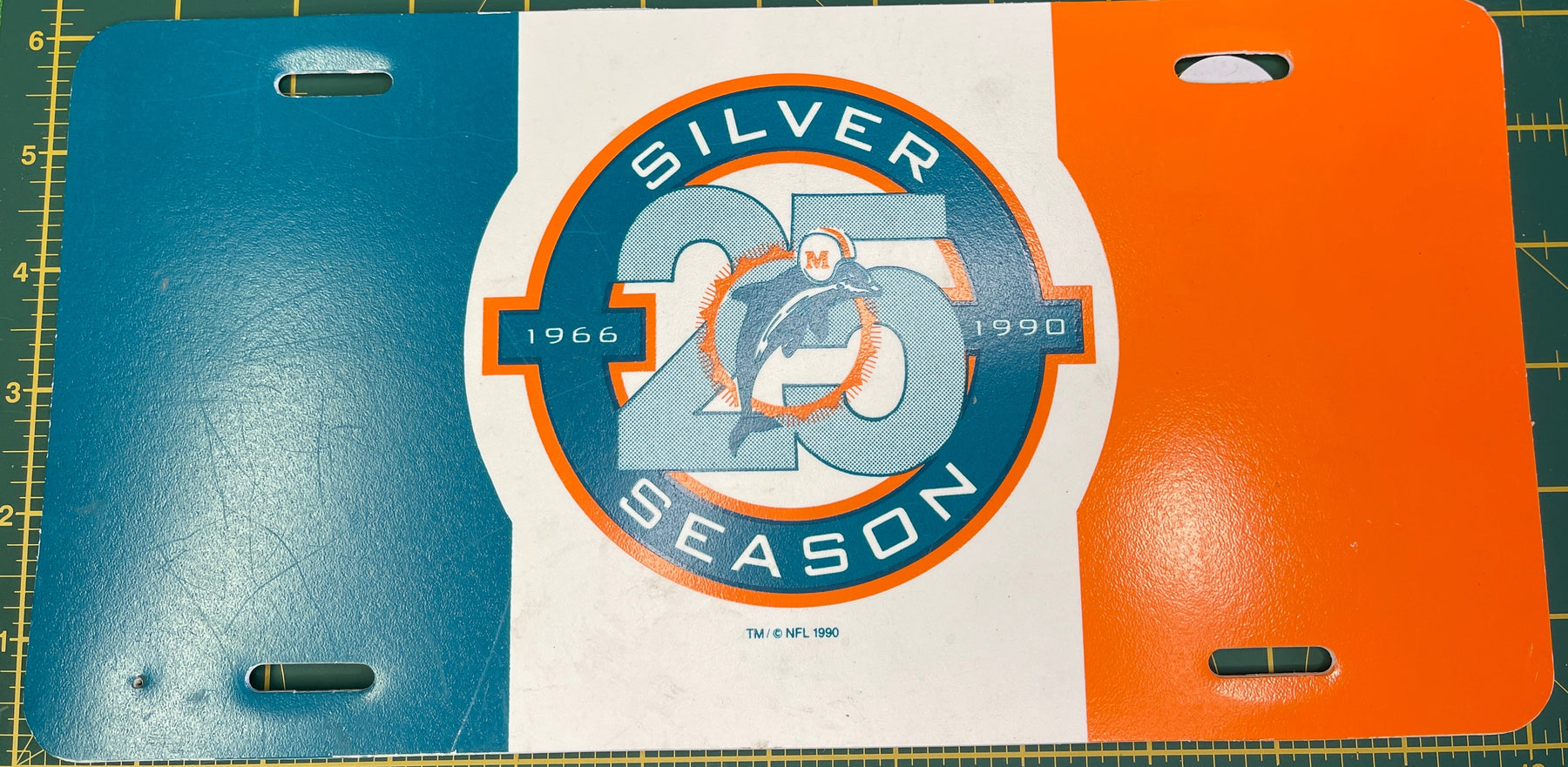 NFL Miami Dolphins Vintage Silver Season 1990 Licence License Plate Sign