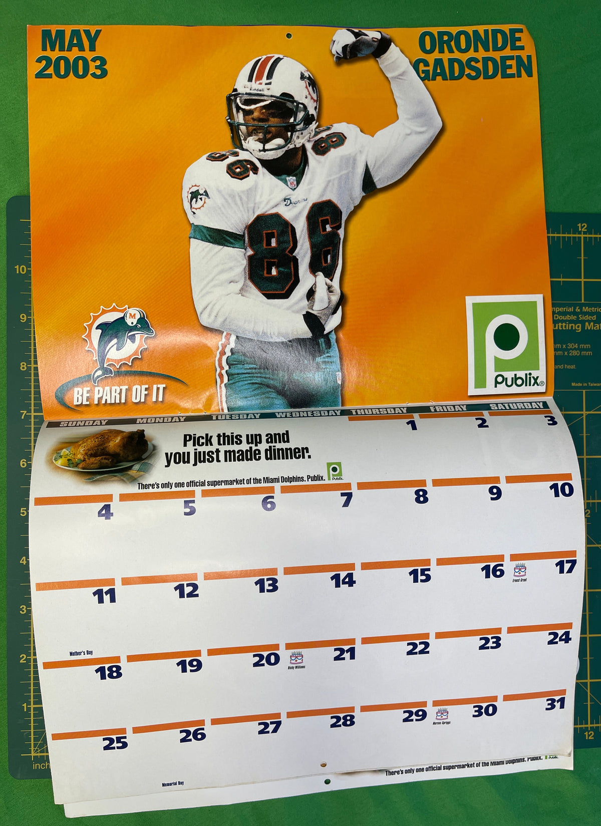 NFL Miami Dolphins 2002-03 Vintage Advertising Calendar Publix