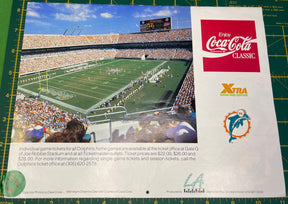 NFL Miami Dolphins 1991/92 Vintage Advertising Calendar Coke Coca Cola