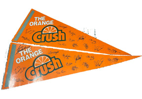 NFL Denver Broncos Orange Crush/Ring of Fame Vintage Cardboard Pennants Signatures 80s