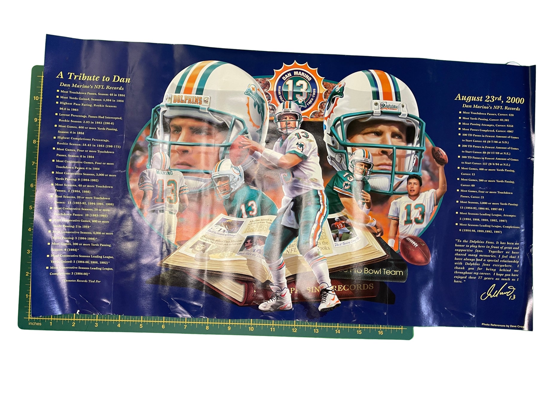 NFL Miami Dolphins Dan Marino Tribute Poster Never Used New