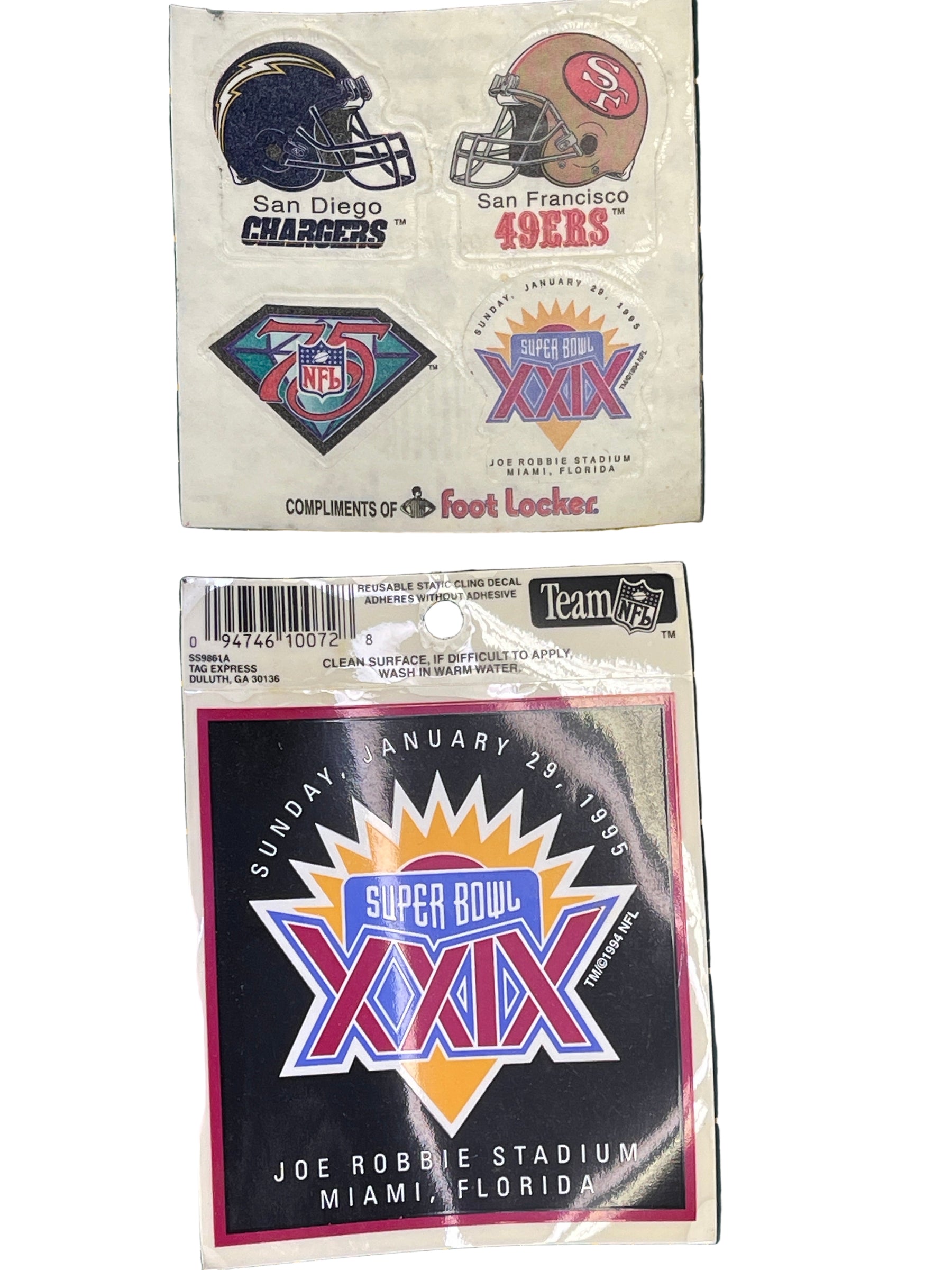 NFL San Diego Chargers San Francisco 49ers Super Bowl XXIX Sticker Lot Tattoos