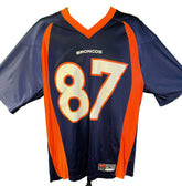 NFL Denver Broncos Ed McCaffrey #87 Vintage Blue and Orange Jersey Adult Large