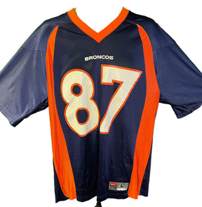 NFL Denver Broncos Ed McCaffrey #87 Vintage Blue and Orange Jersey Adult Large