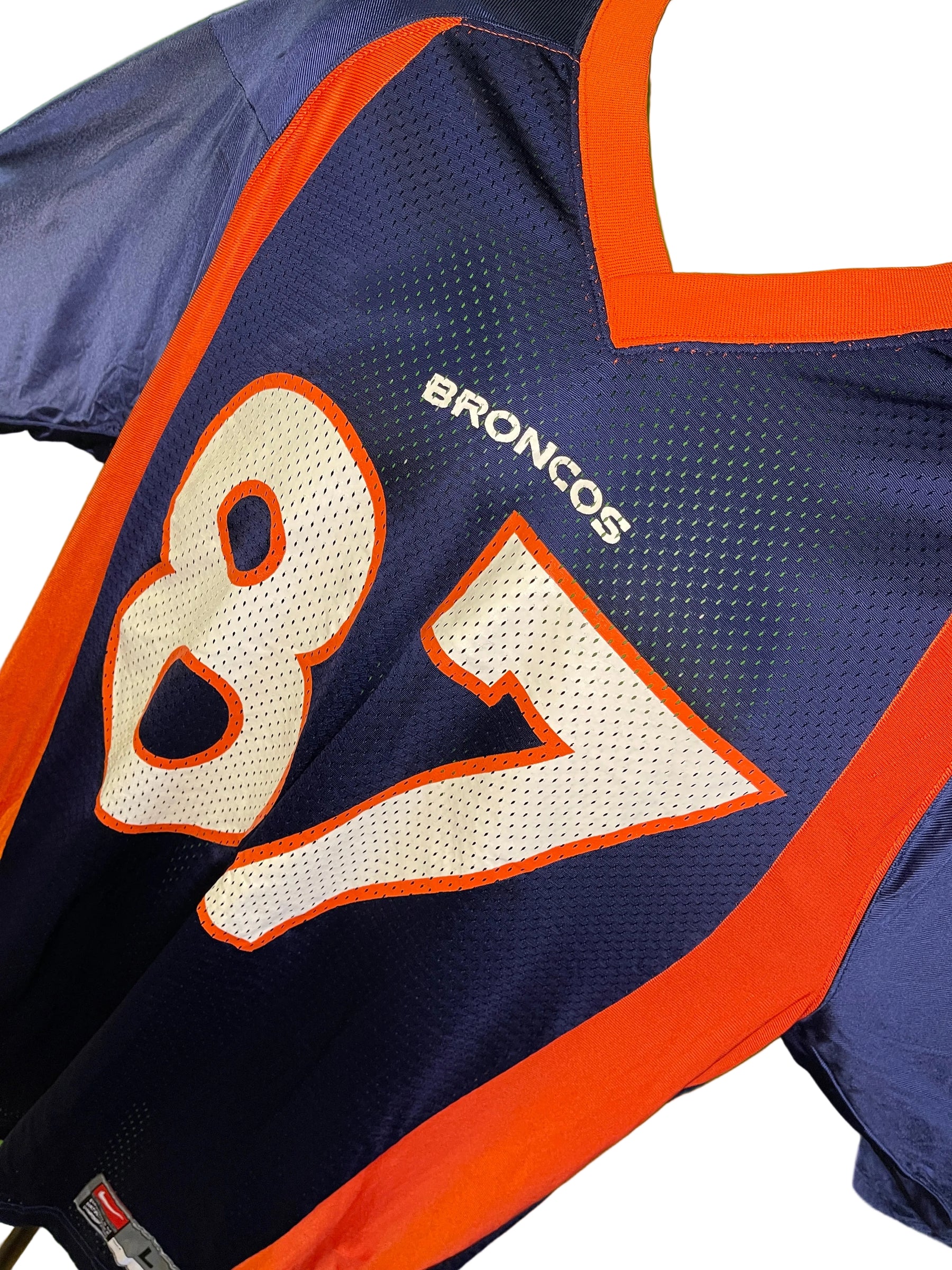 NFL Denver Broncos Ed McCaffrey #87 Vintage Blue and Orange Jersey Adult Large
