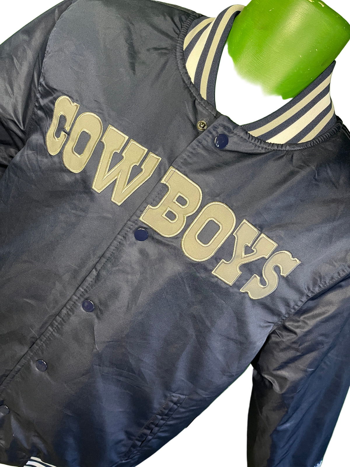 NFL Dallas Cowboys Quilted Stitched Satin Jacket Retro Style Men's Small NWT