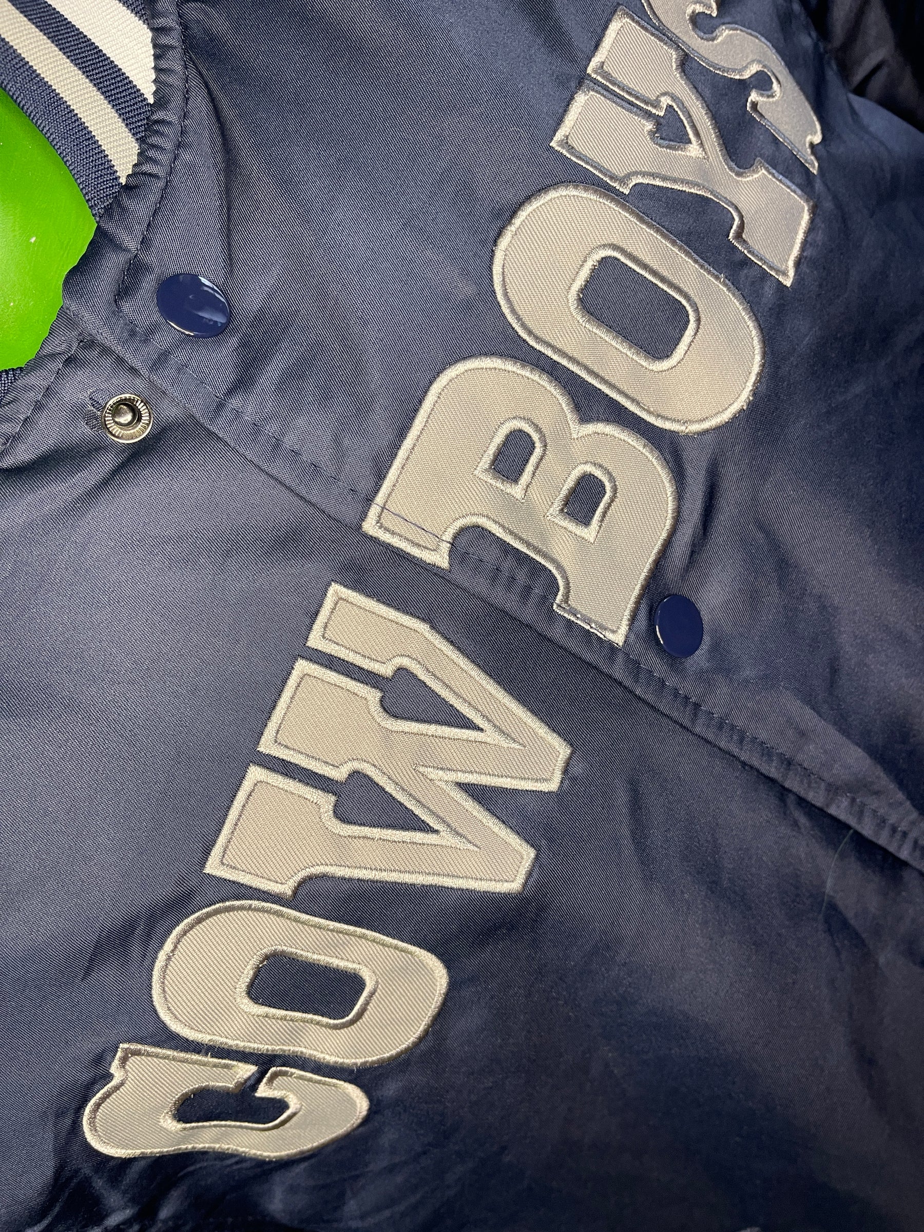 NFL Dallas Cowboys Quilted Stitched Satin Jacket Retro Style Men's Small NWT