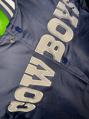 NFL Dallas Cowboys Quilted Stitched Satin Jacket Retro Style Men's Small NWT