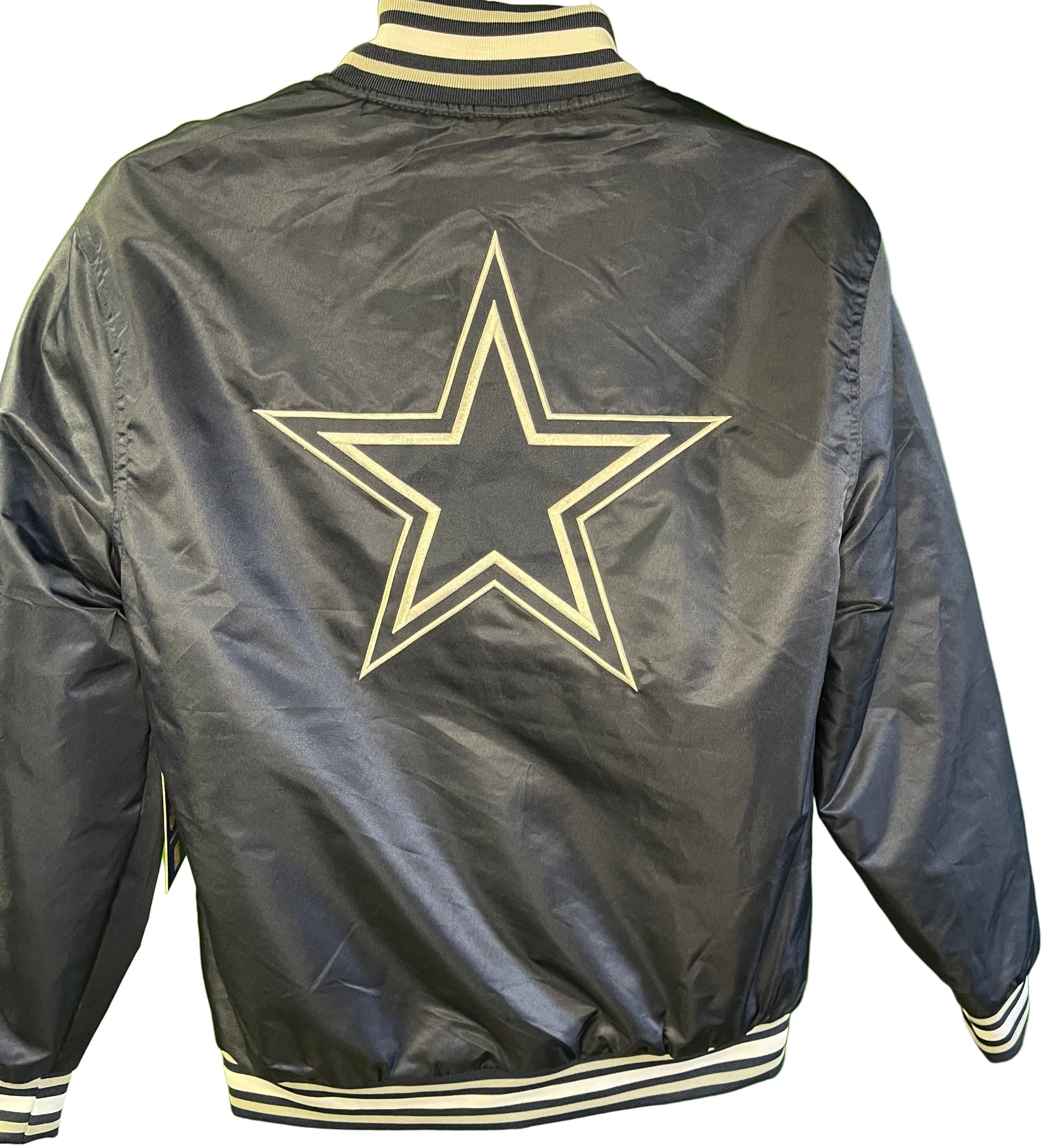 NFL Dallas Cowboys Quilted Stitched Satin Jacket Retro Style Men's Small NWT