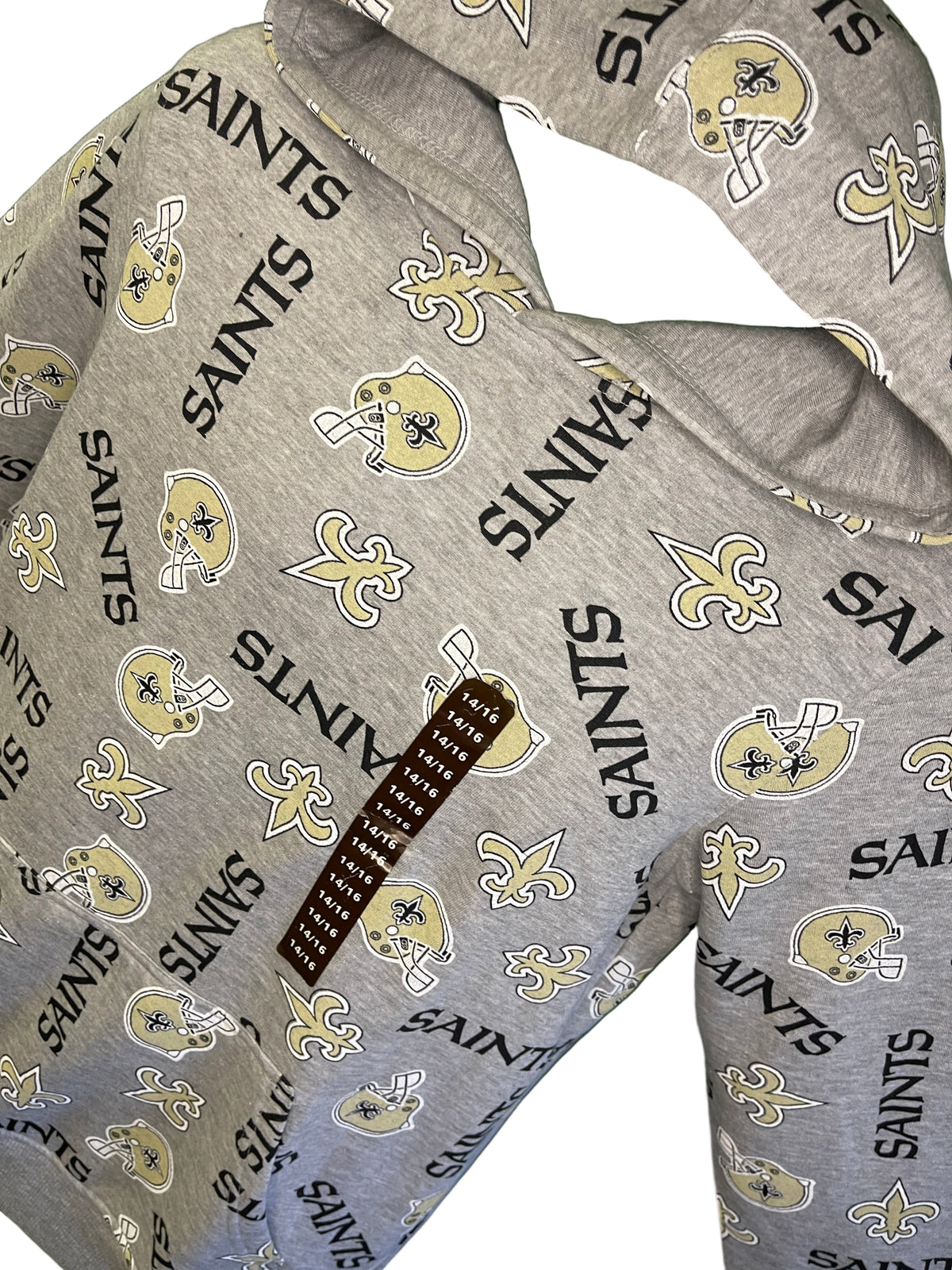 NFL New Orleans Saints Grey Patterned Hoodie Sweatshirt Youth XL 14-16 NWT