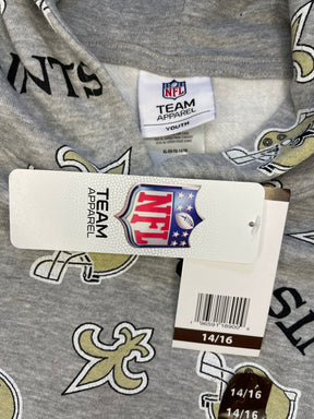 NFL New Orleans Saints Grey Patterned Hoodie Sweatshirt Youth XL 14-16 NWT