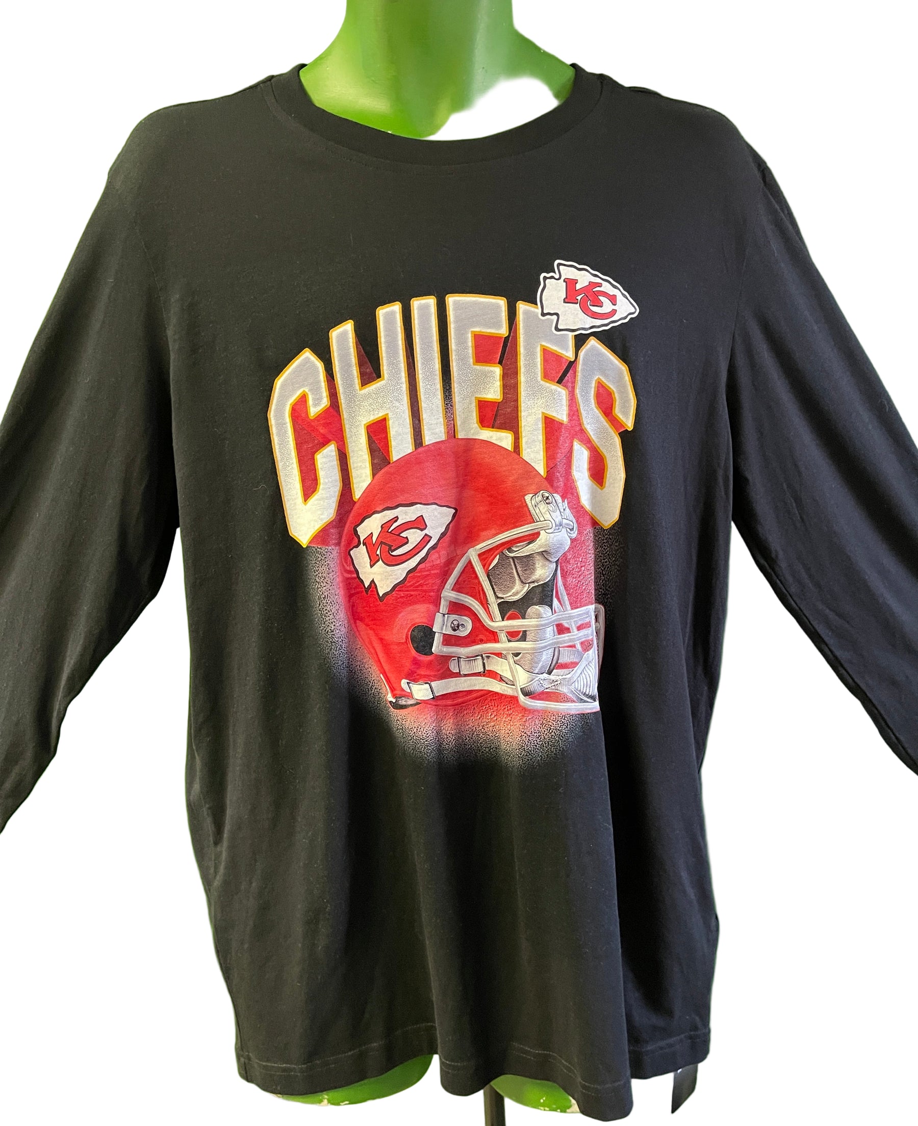 NFL Kansas City Chiefs Black L/S T-Shirt 100% Cotton Men's Large NWT