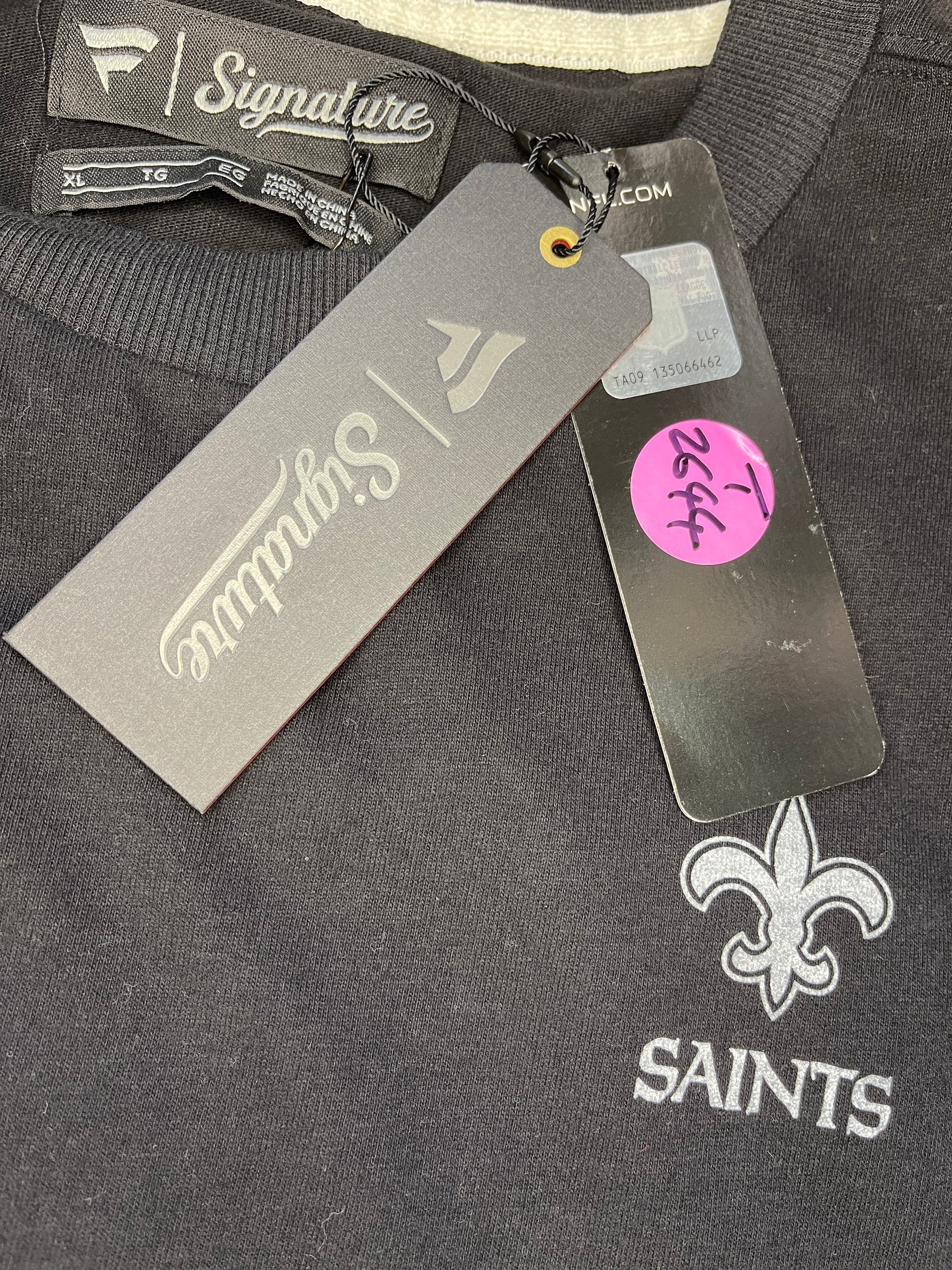 NFL New Orleans Saints Stitched Back L/S 100% Cotton T-Shirt Men's X-Large NWT