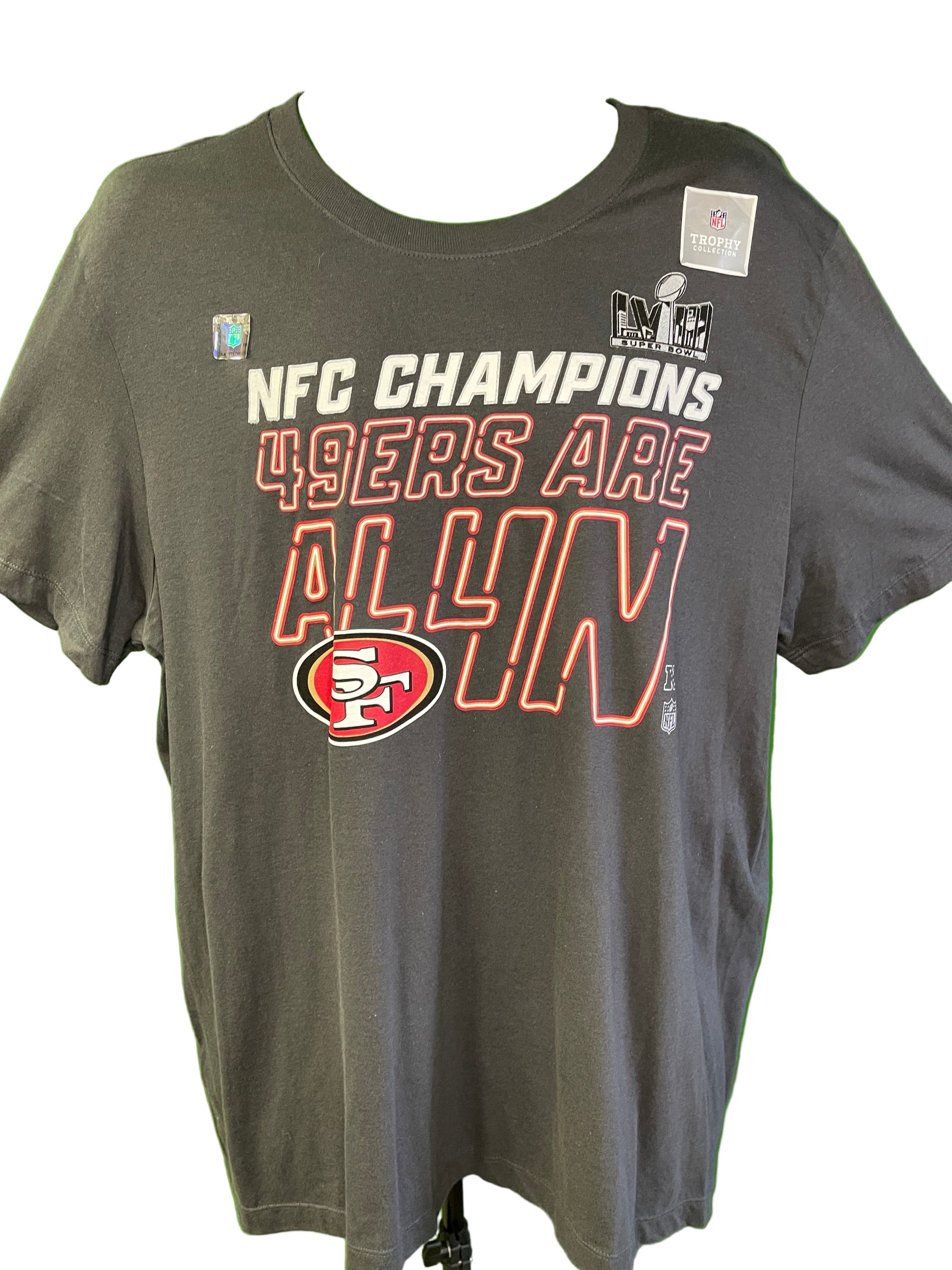 NFL San Francisco 49ers Grey 100% Cotton NFC Champs T-Shirt Men's X-Large NWT