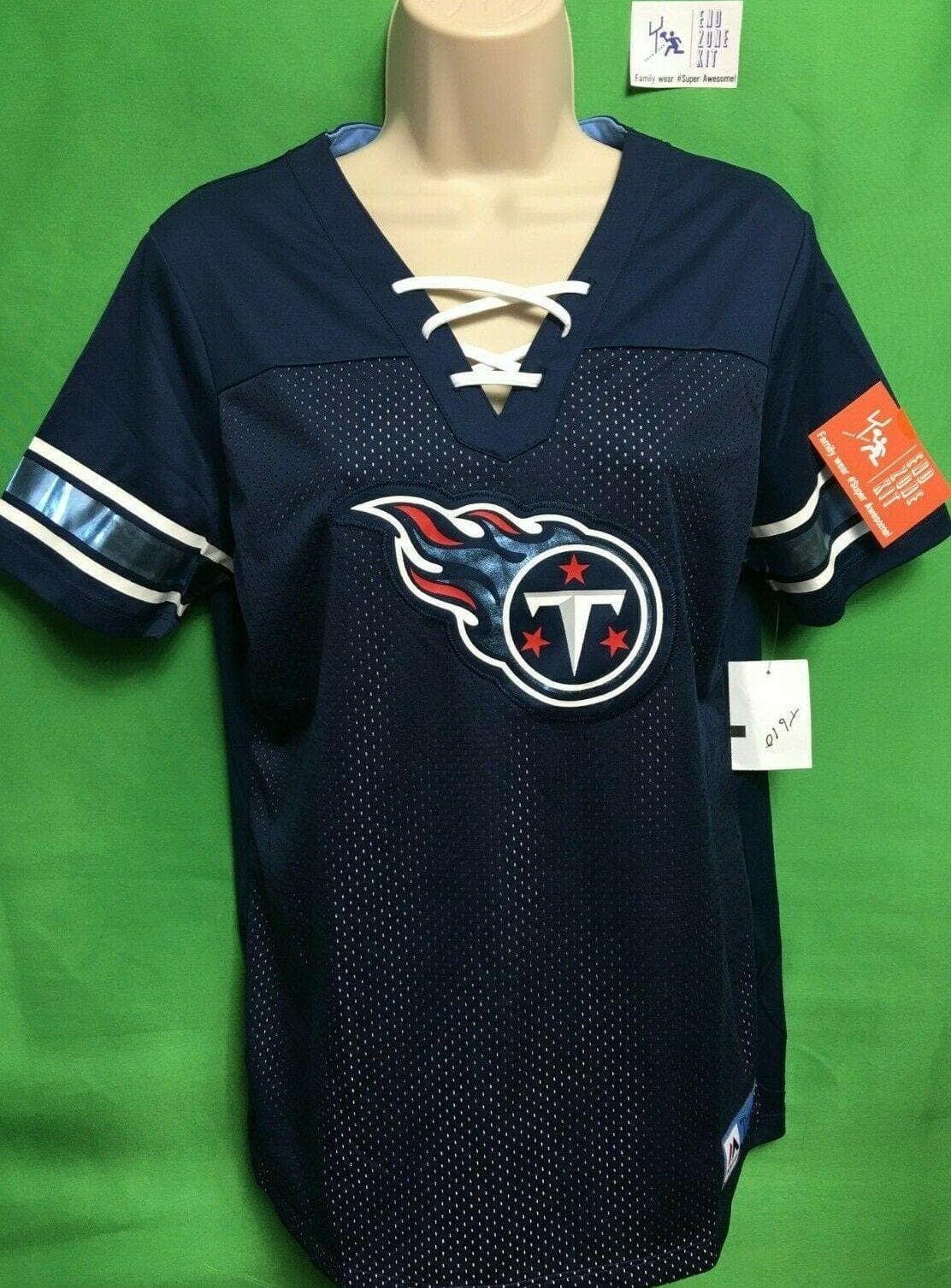 NFL Tennessee Titans Majestic Lace-Up Women's Medium Jersey Top NWT