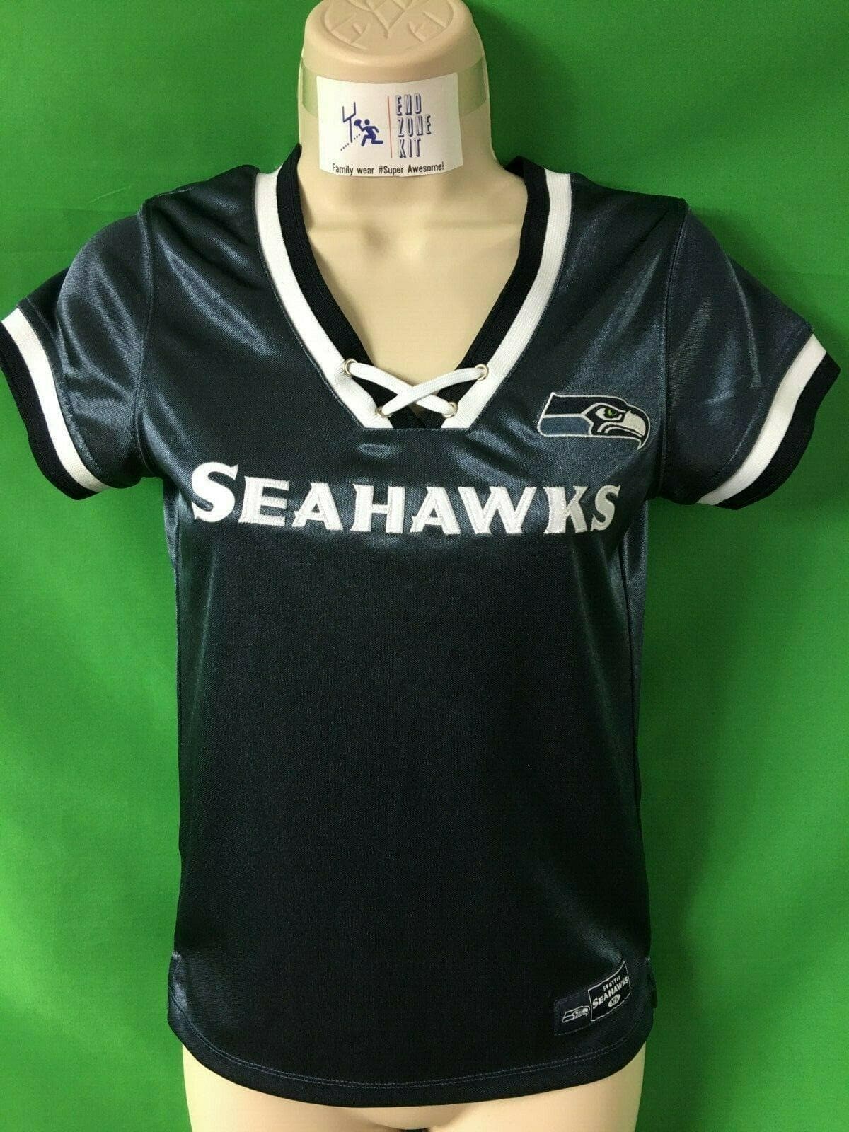 NFL Seattle Seahawks Shiny Lace-Up Jersey Top Women's Small