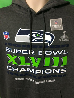 NFL Seattle Seahawks Grey Super Bowl XLVIII Champions Hoodie Men's X-Large NWT