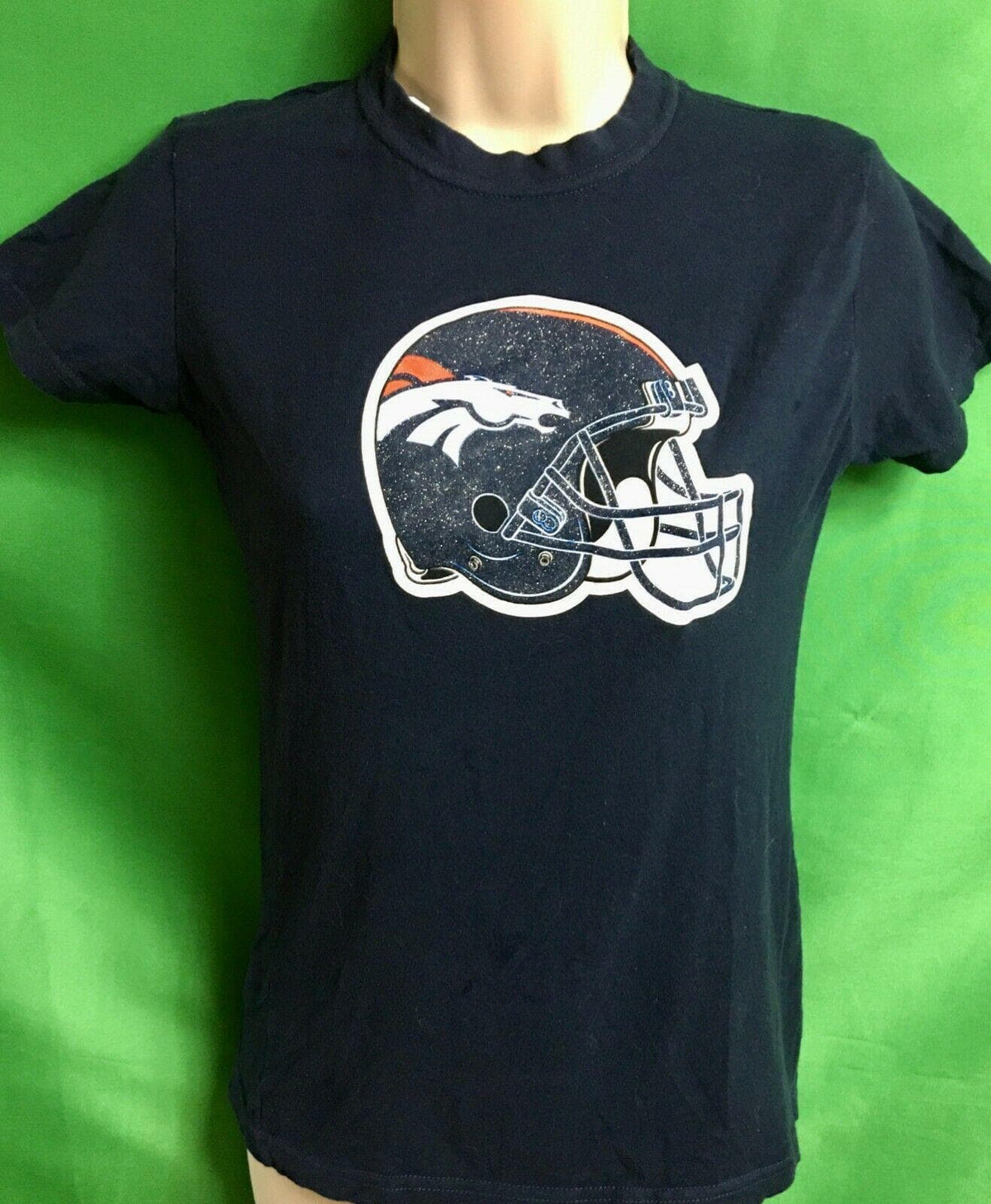 NFL Denver Broncos Glittery Helmet T-Shirt Women's Small