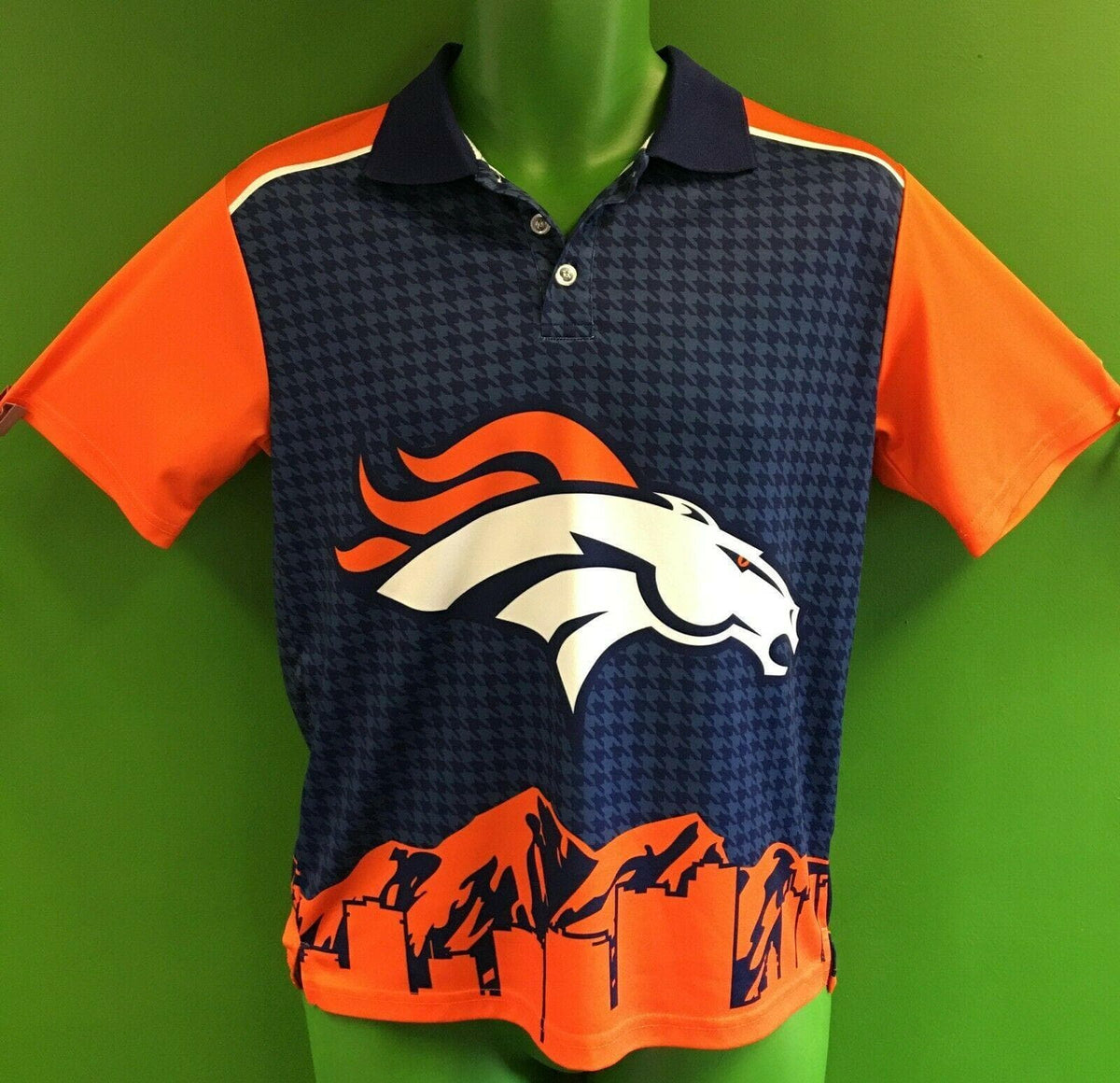 NFL Denver Broncos Patterned Golf Polo Shirt Youth X-Large 18-20