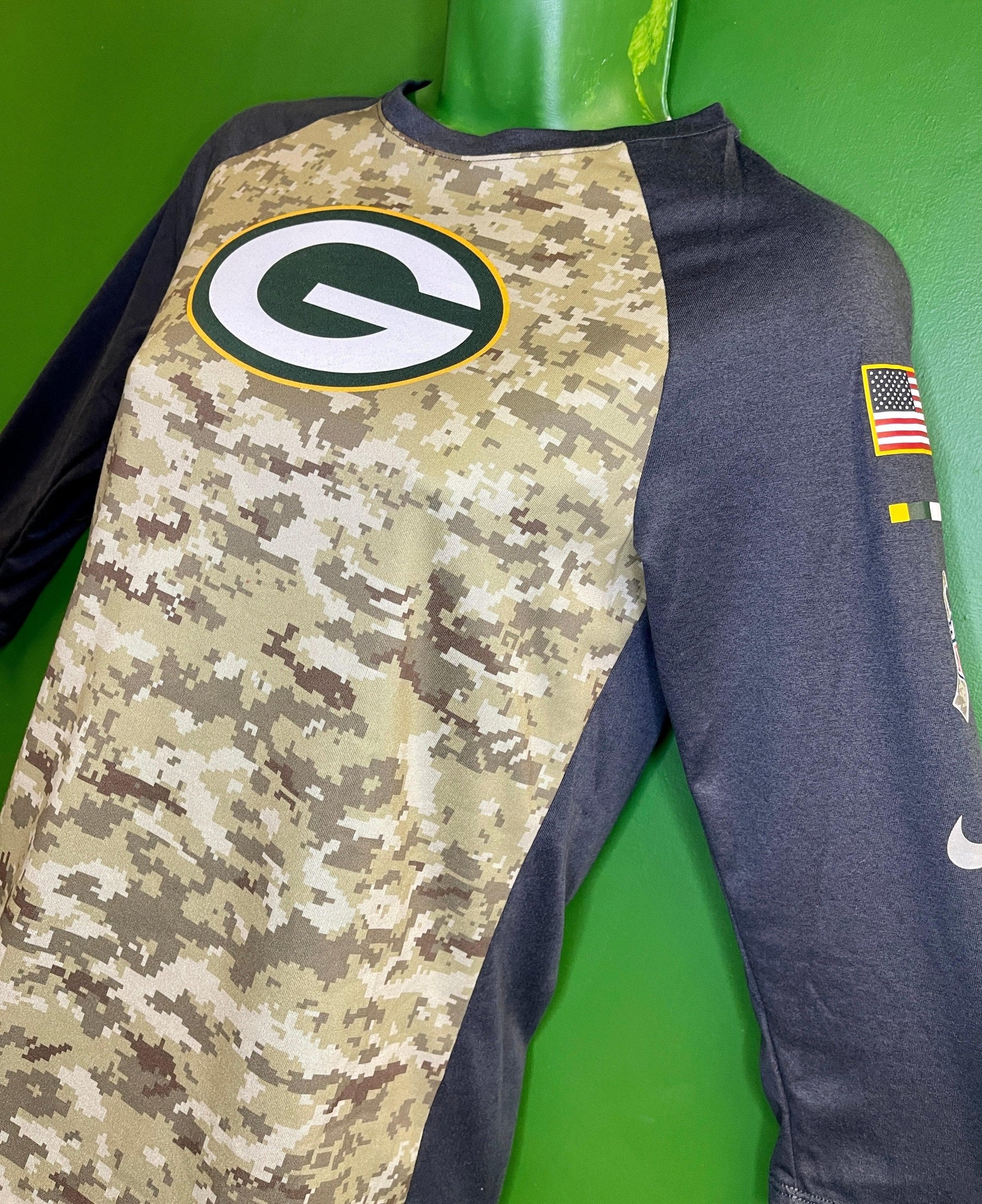 NFL Green Bay Packers Salute to Service 3/4 Sleeve T-Shirt Women's Small