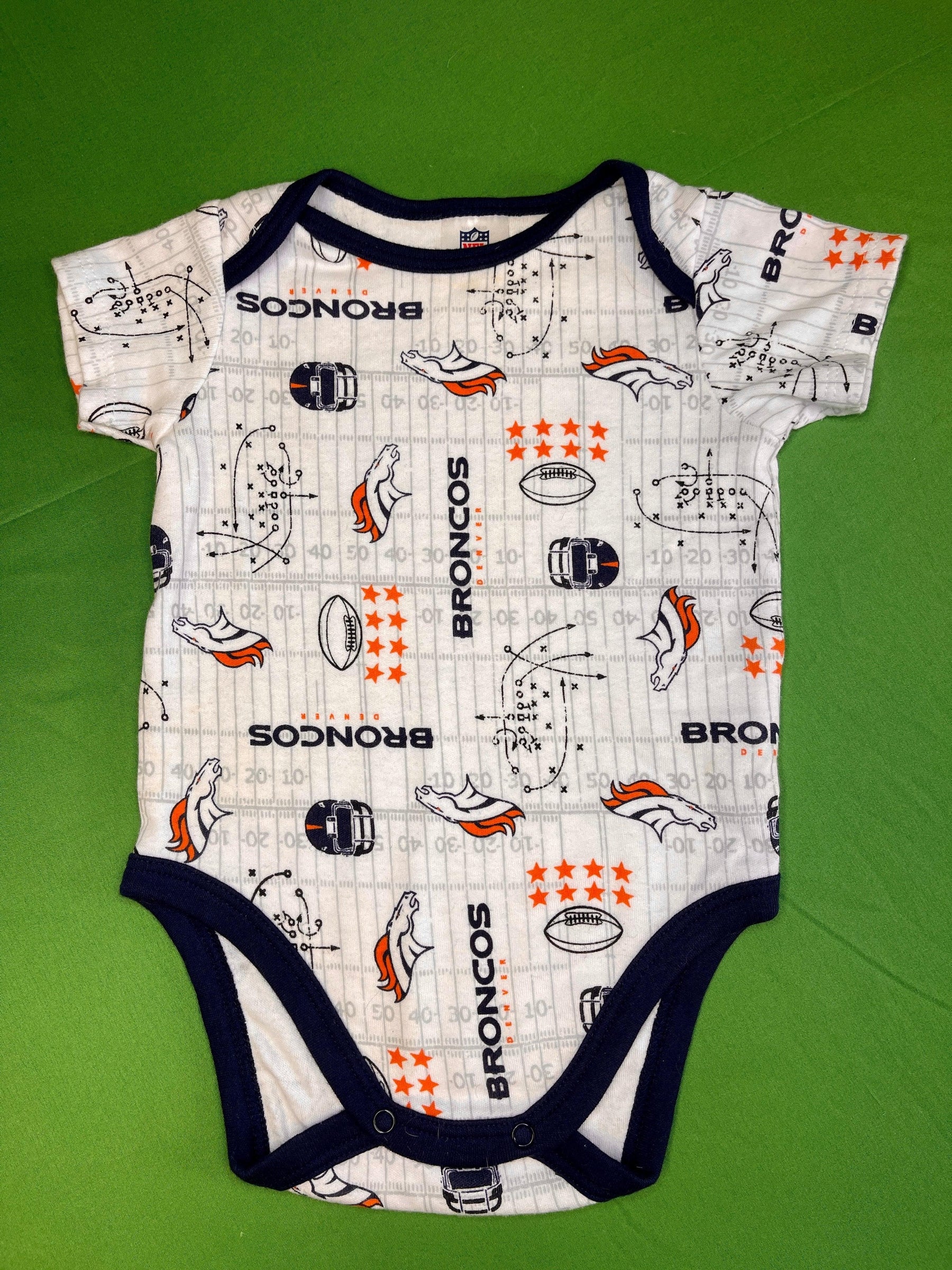 NFL Denver Broncos White Patterned Bodysuit 0-3 months