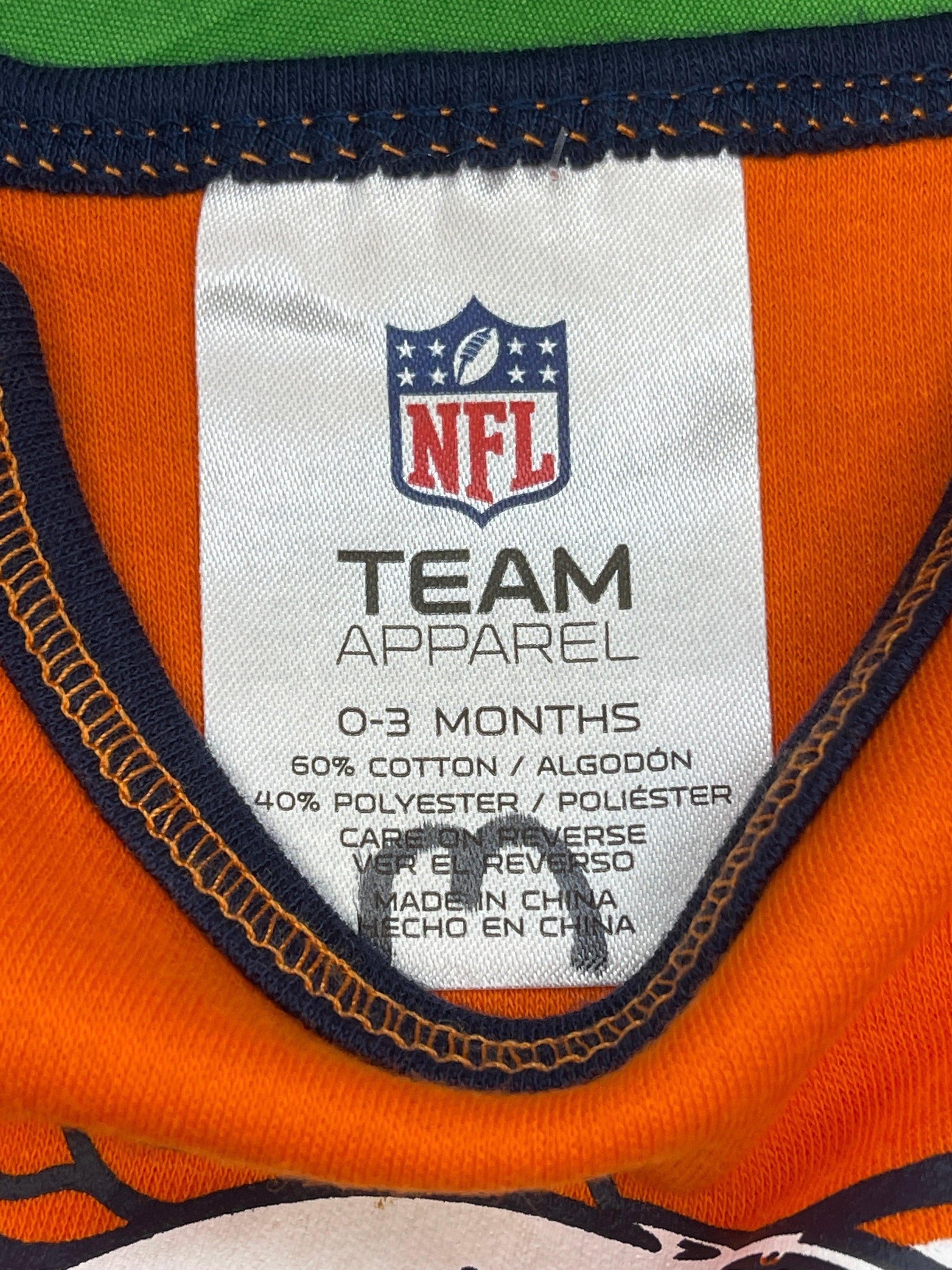 NFL Denver Broncos Orange Bodysuit 0-3 months