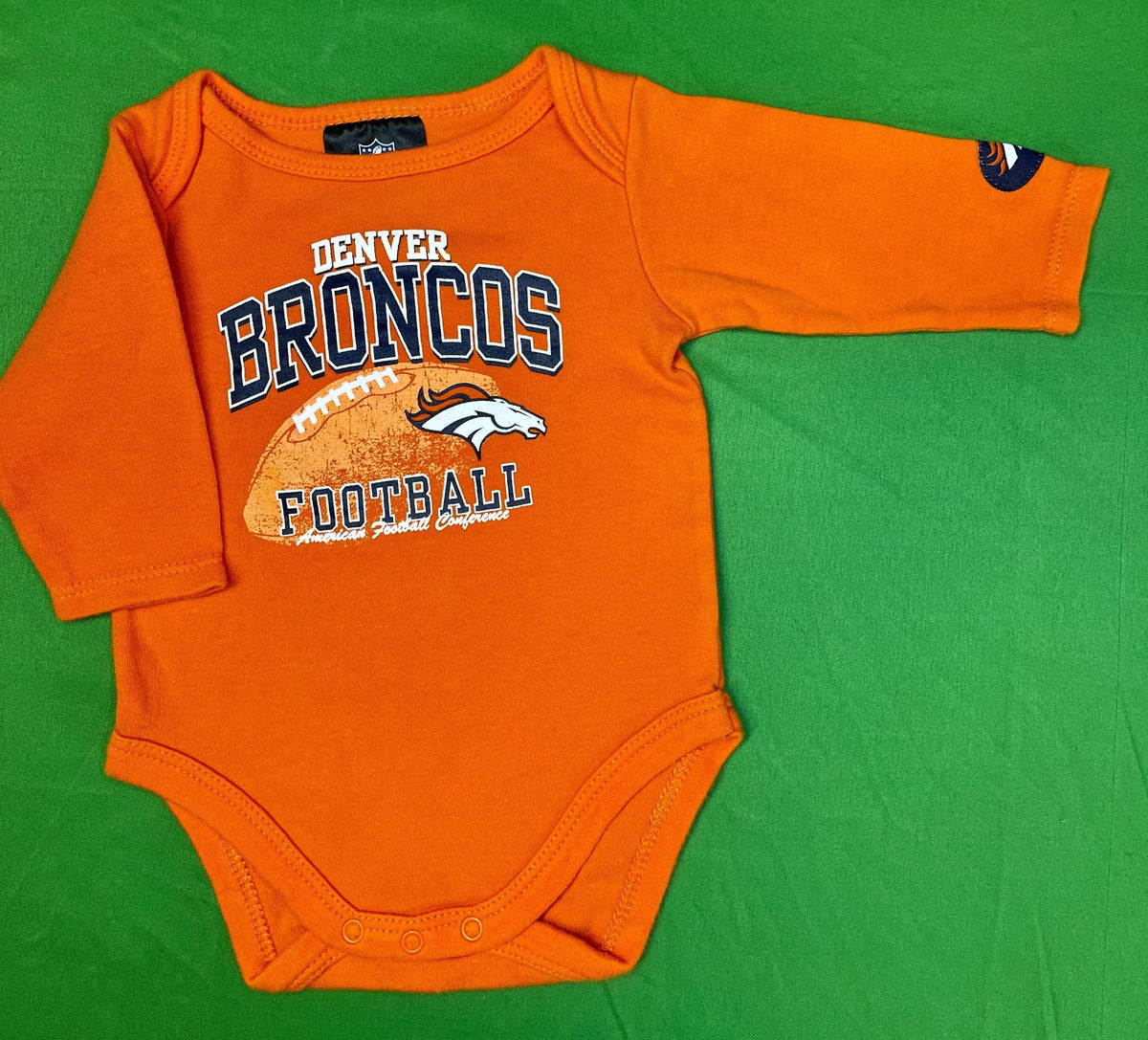 NFL Denver Broncos Orange Long Sleeve Bodysuit 0-3 months