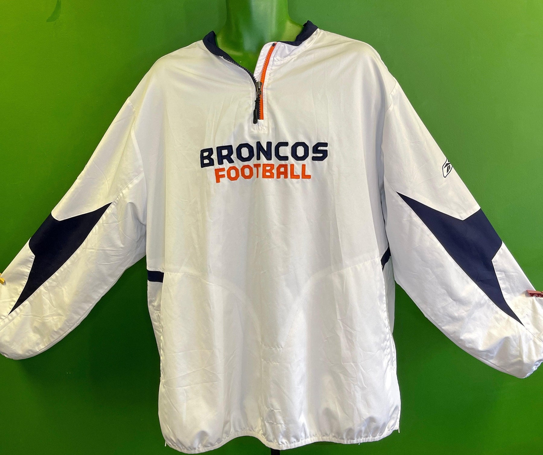 NFL Denver Broncos Reebok 1/4 Zip Pullover Jacket Men's X-Large