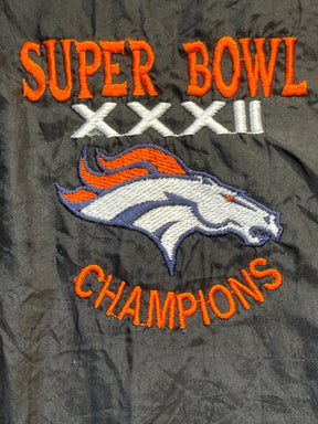 NFL Denver Broncos Logo 7 Vintage Super Bowl XXXII Champions Full Zip Black Shell Jacket Men's X-Large