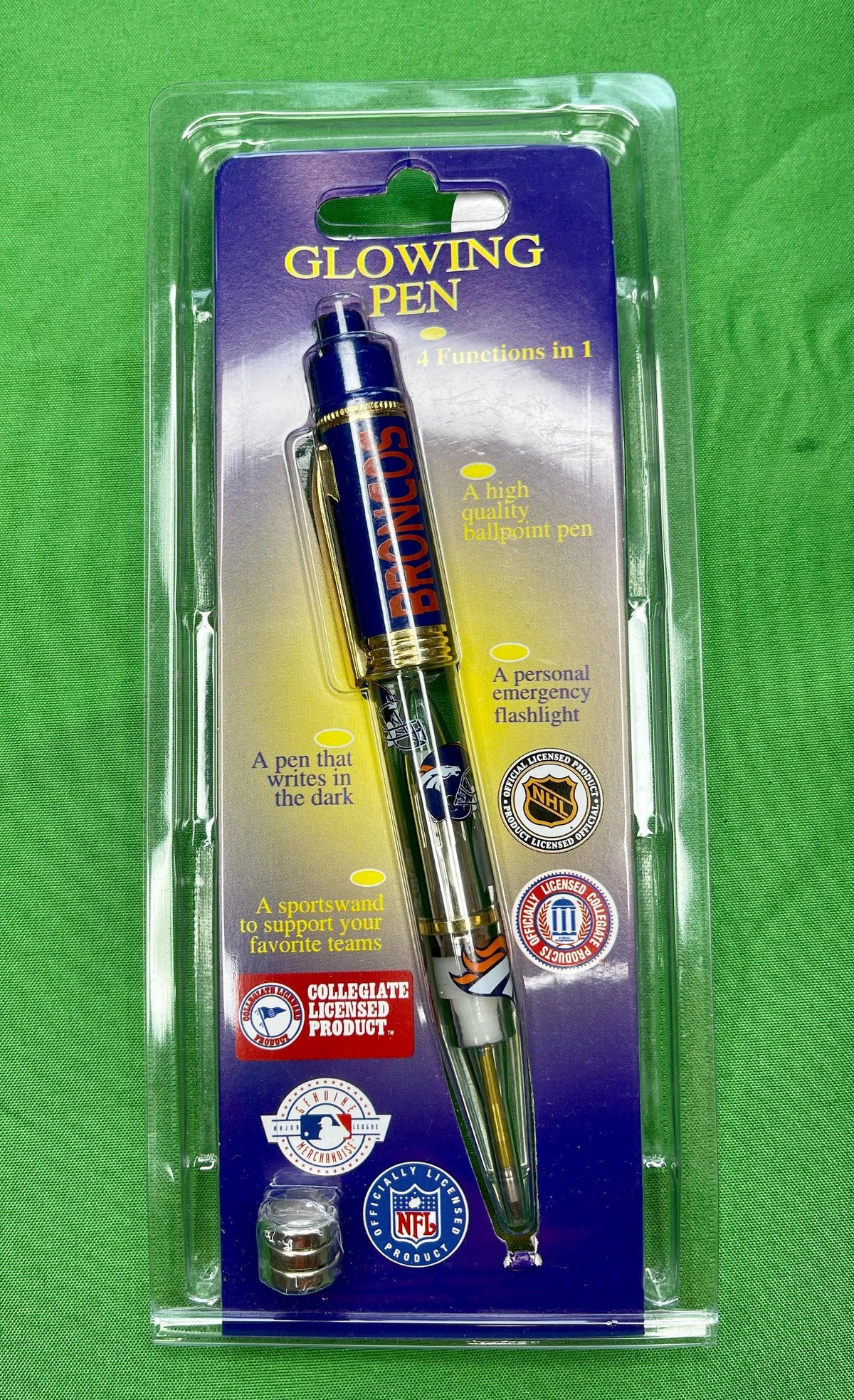 NFL Denver Broncos Glowing 4-in-1 Pen Flashlight Torch Gift! NWT