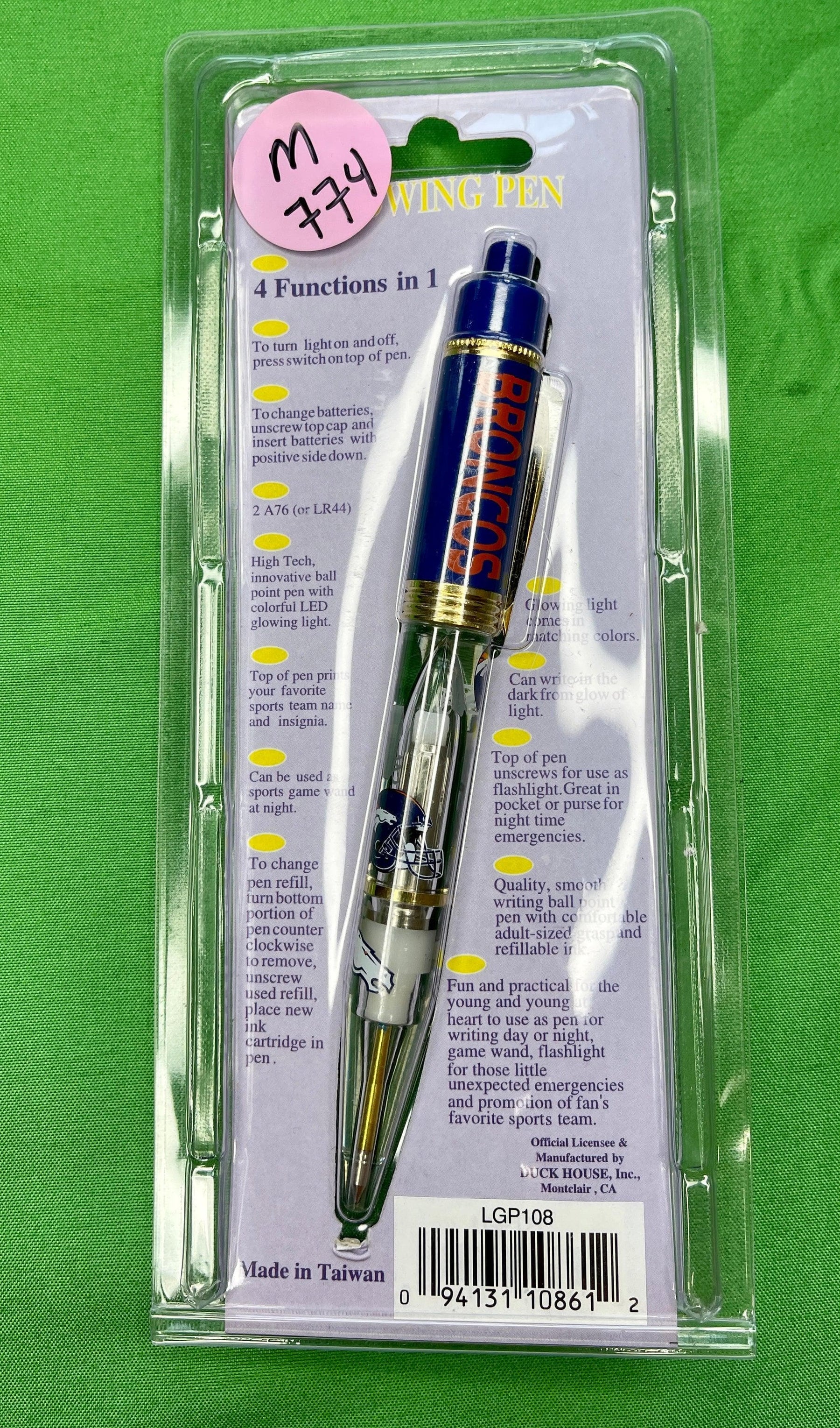 NFL Denver Broncos Glowing 4-in-1 Pen Flashlight Torch Gift! NWT