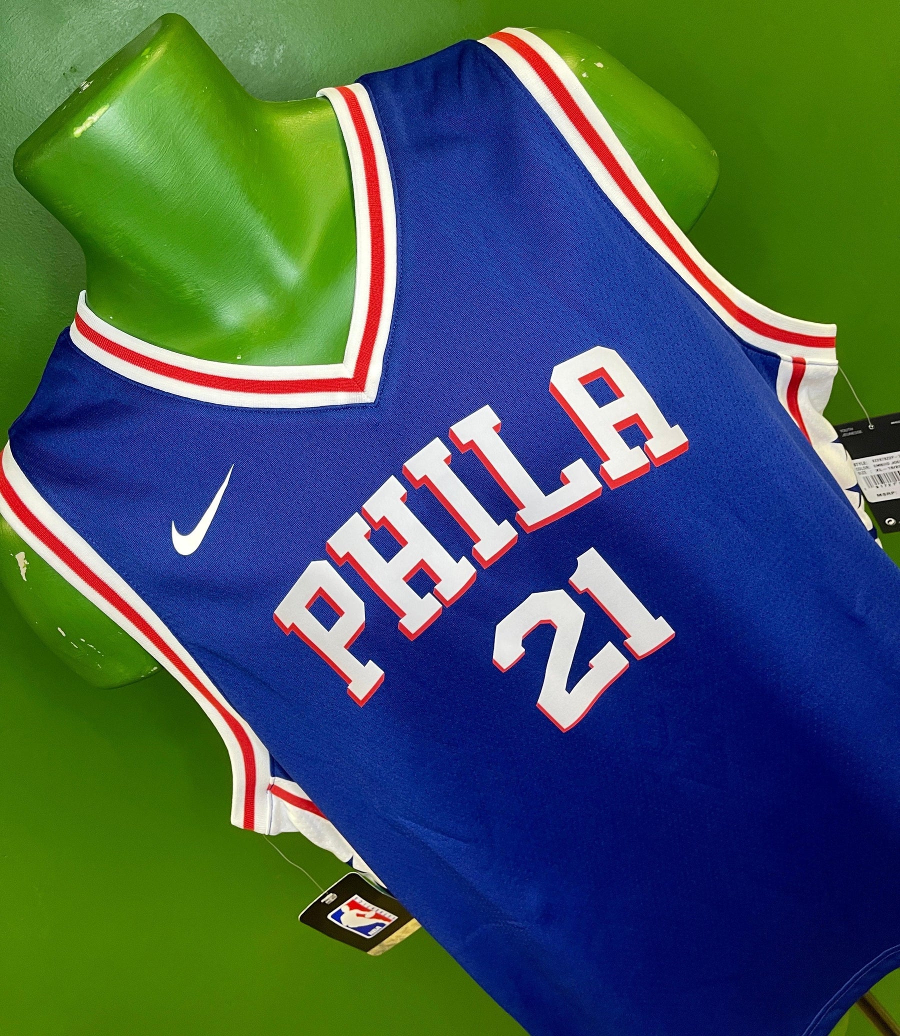 NBA Philadelphia 76ers Joel Embiid #21 2021/22 Player Jersey Youth X-Large 18-20 NWT