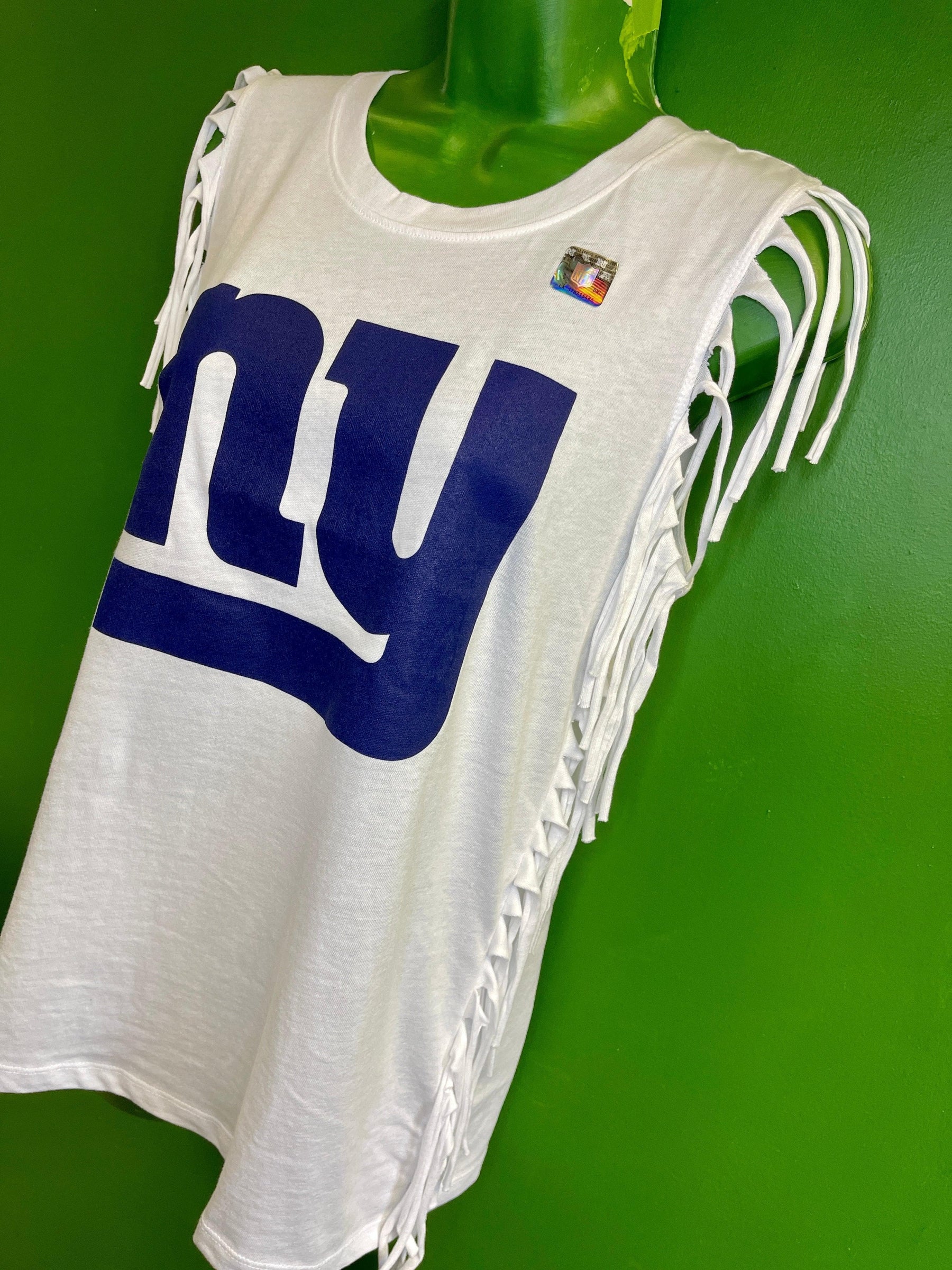 NFL New York Giants Junk Food Fringe Sleeveless T-Shirt Women's Medium NWT