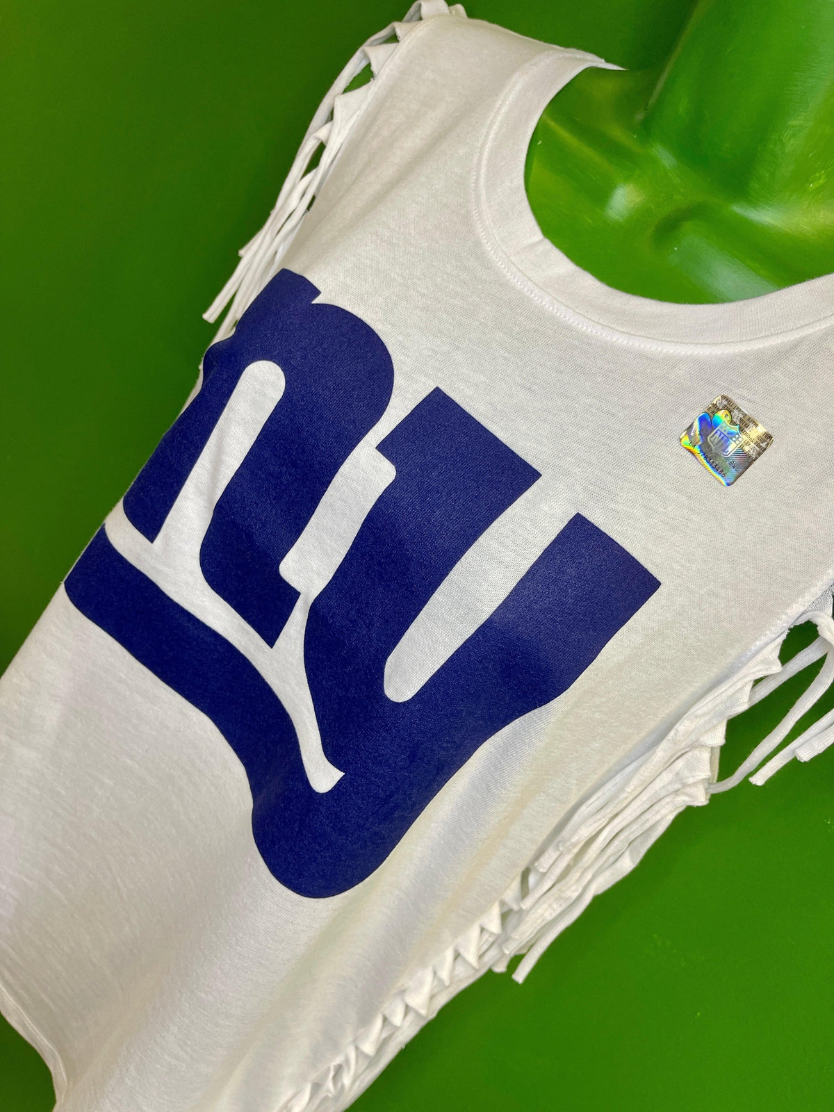NFL New York Giants Junk Food Fringe Sleeveless T-Shirt Women's Large NWT