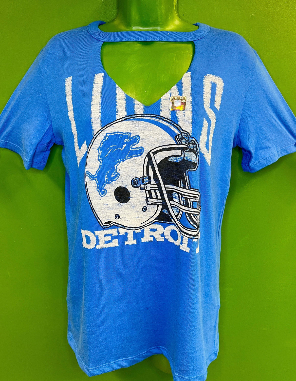 NFL Detroit Lions Junk Food Cut Out Fashion V-Neck T-Shirt Women's Large NWT