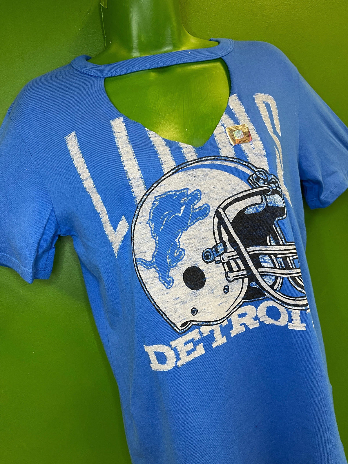 NFL Detroit Lions Junk Food Cut Out Fashion V-Neck T-Shirt Women's X-Large NWT