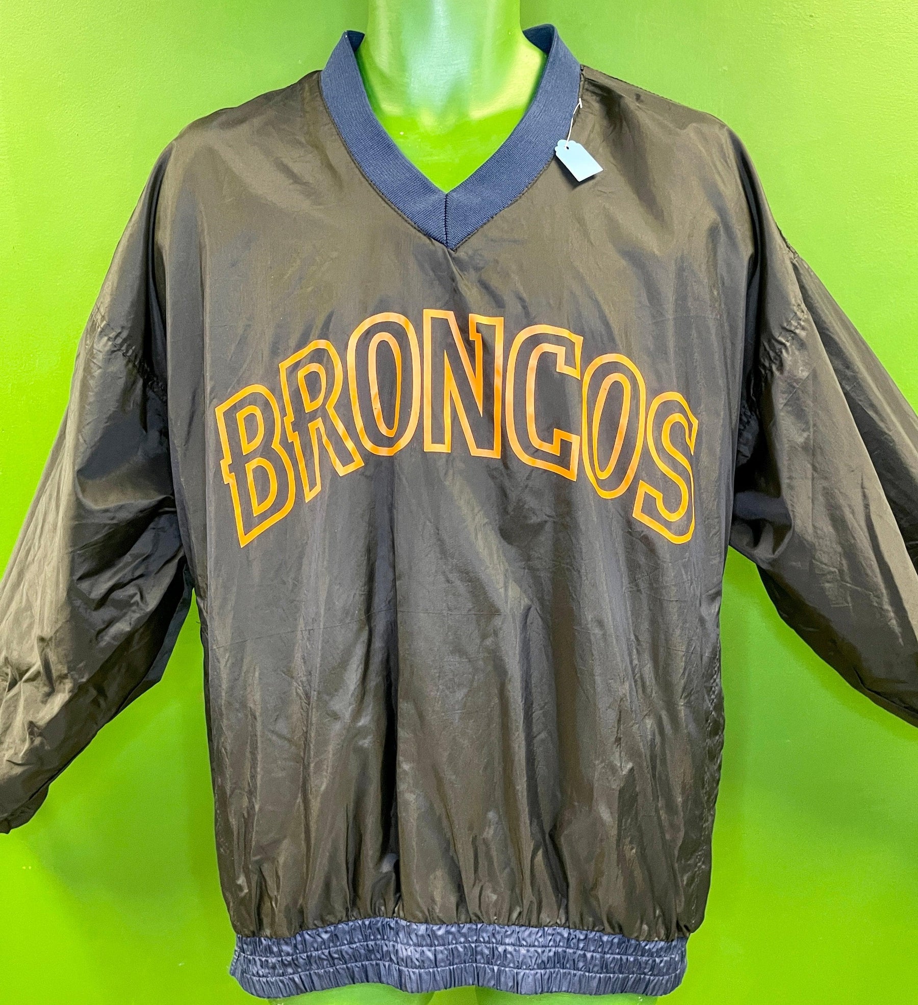 NFL Denver Broncos Nylon Vintage Stadium Pullover Top/Jacket Reversible Men's Medium