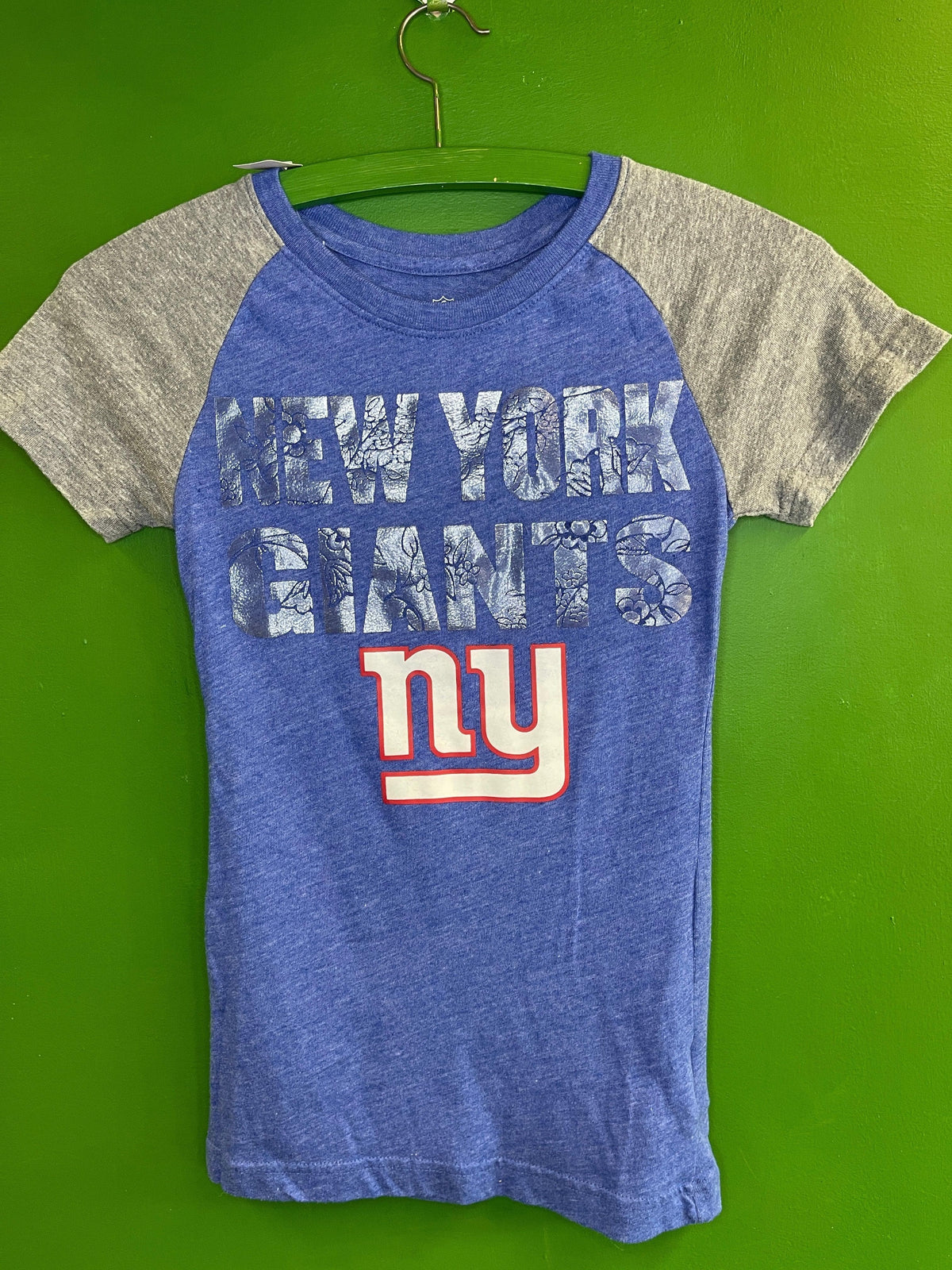 NFL New York Giants Shine Flower Design Heathered T-Shirt Girls' Medium 7-8