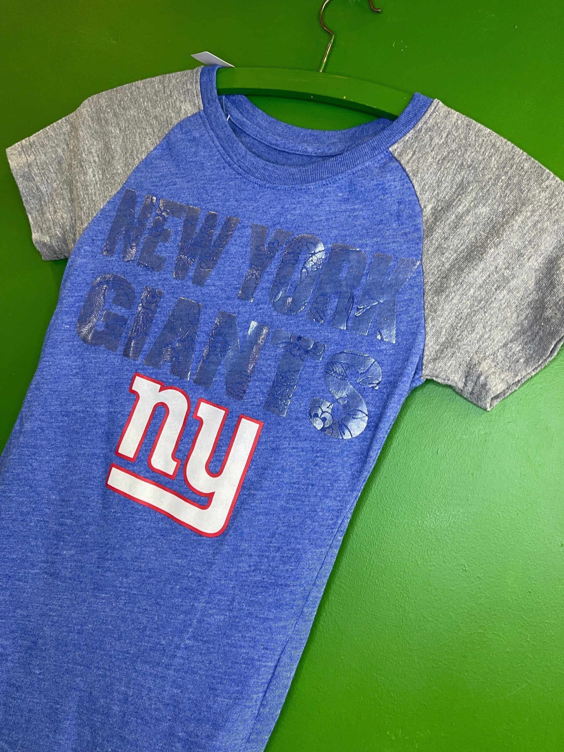 NFL New York Giants Shine Flower Design Heathered T-Shirt Girls' Medium 7-8
