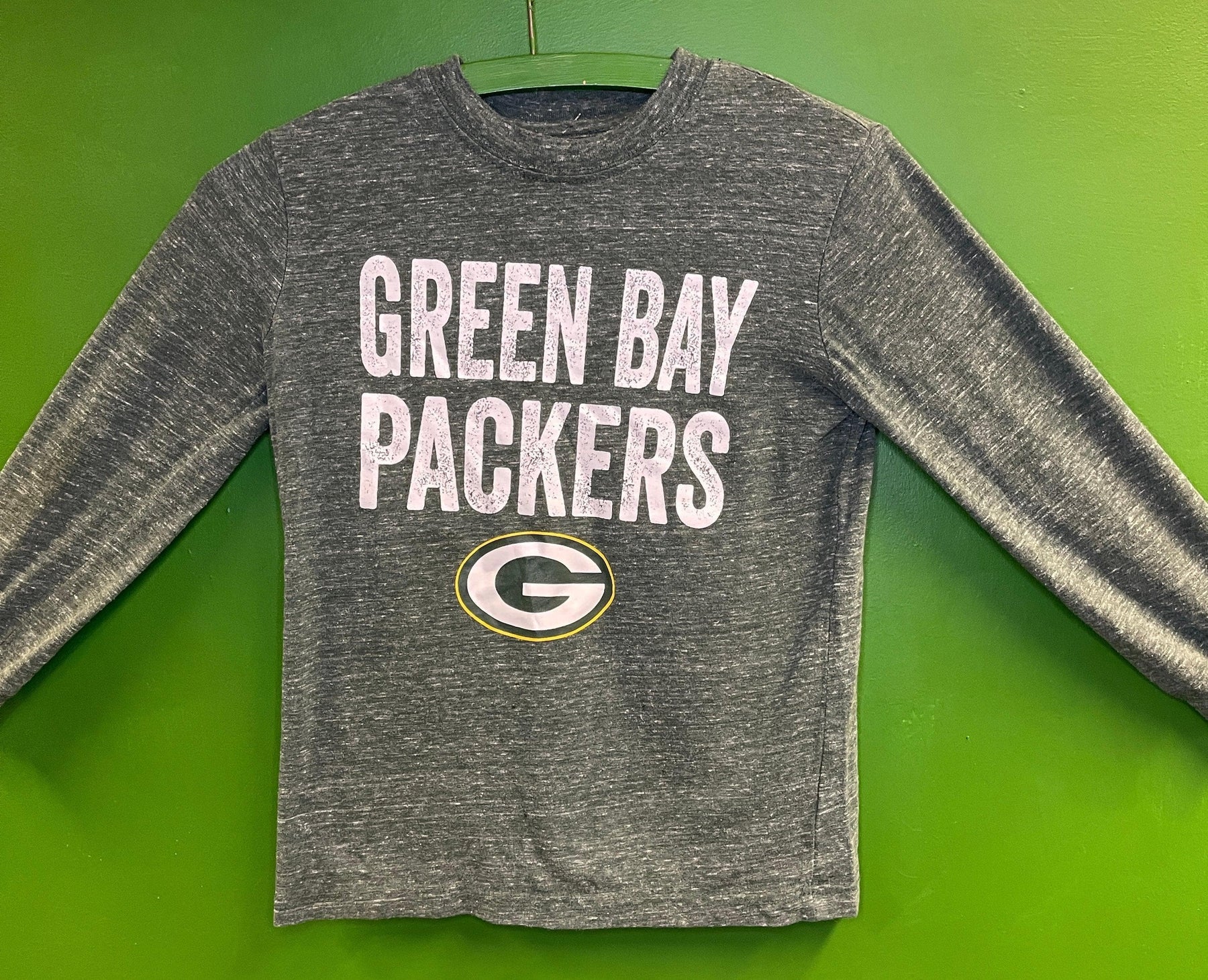 NFL Green Bay Packers Long Sleeve Heathered Green T-Shirt Youth Small