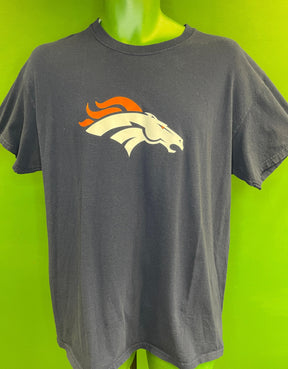 NFL Denver Broncos Dark Blue Logo T-Shirt 100% Cotton Men's Large