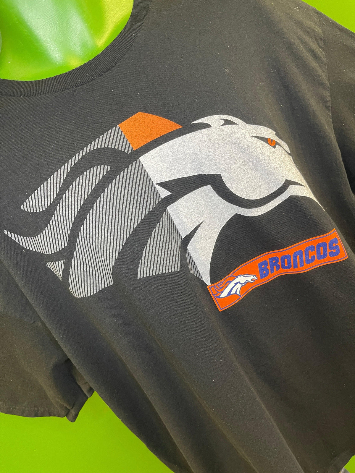 NFL Denver Broncos Black 100% Cotton Stylised Logo T-Shirt Men's 3X-Large