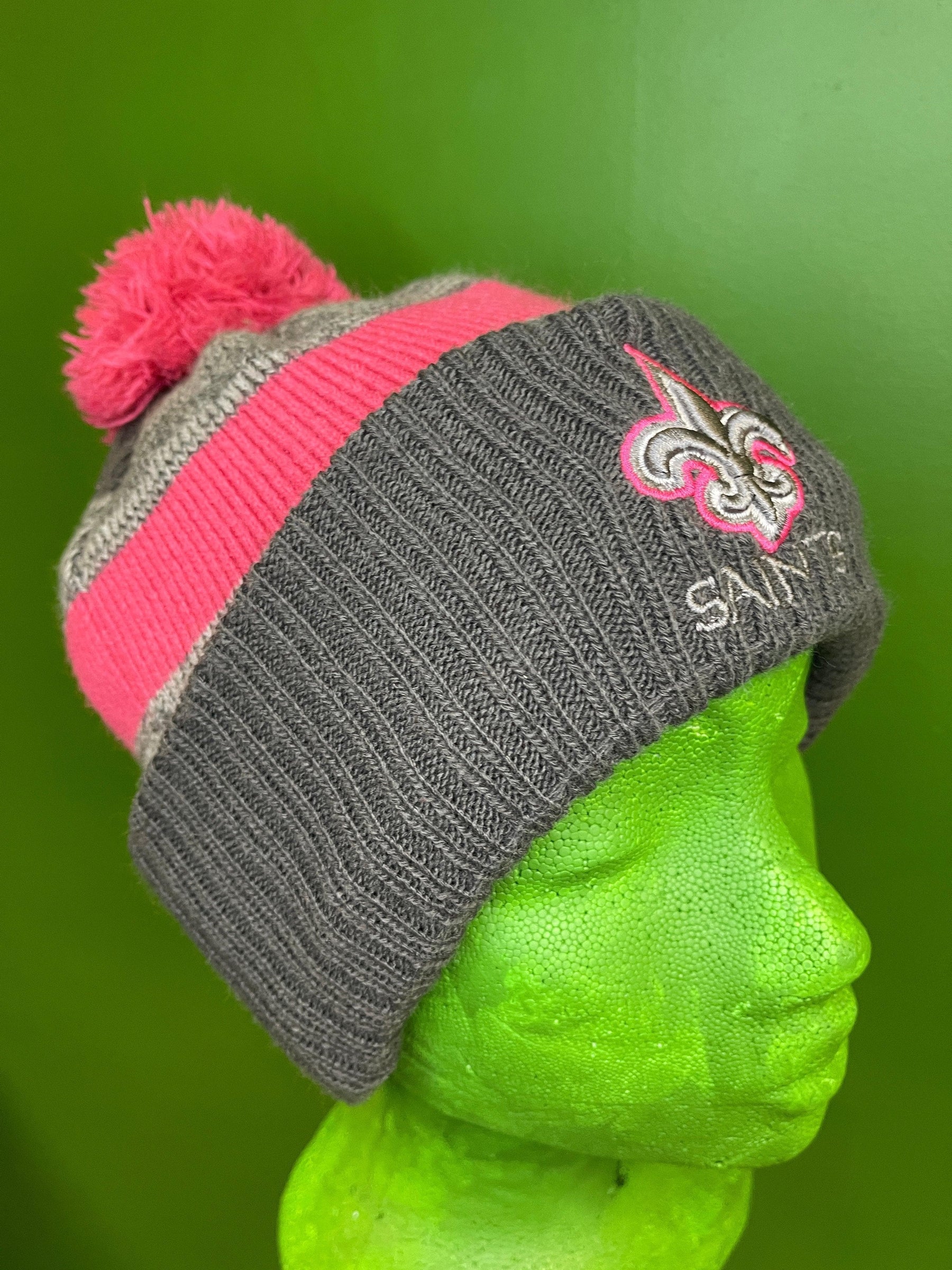 NFL New Orleans Saints New Era Pink October Woolly Bobble Hat OSFM