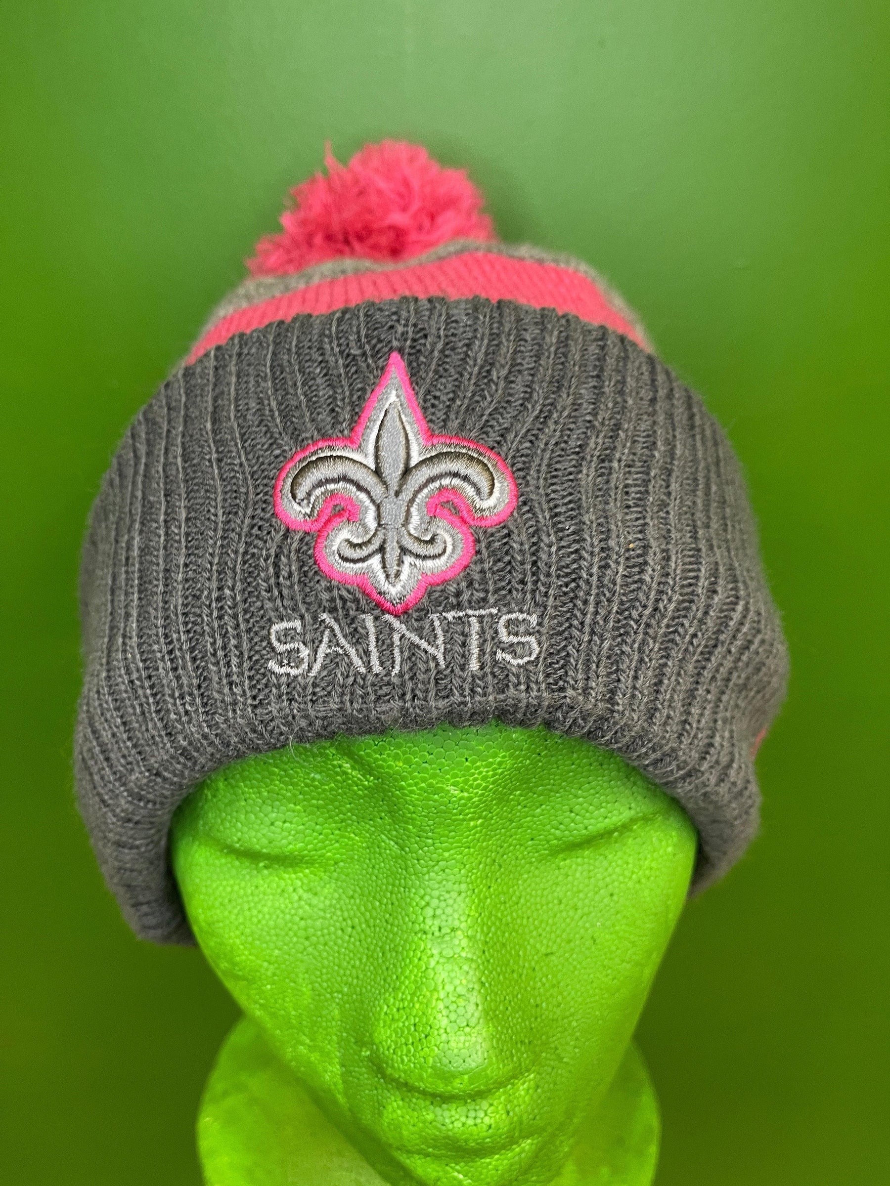 NFL New Orleans Saints New Era Pink October Woolly Bobble Hat OSFM