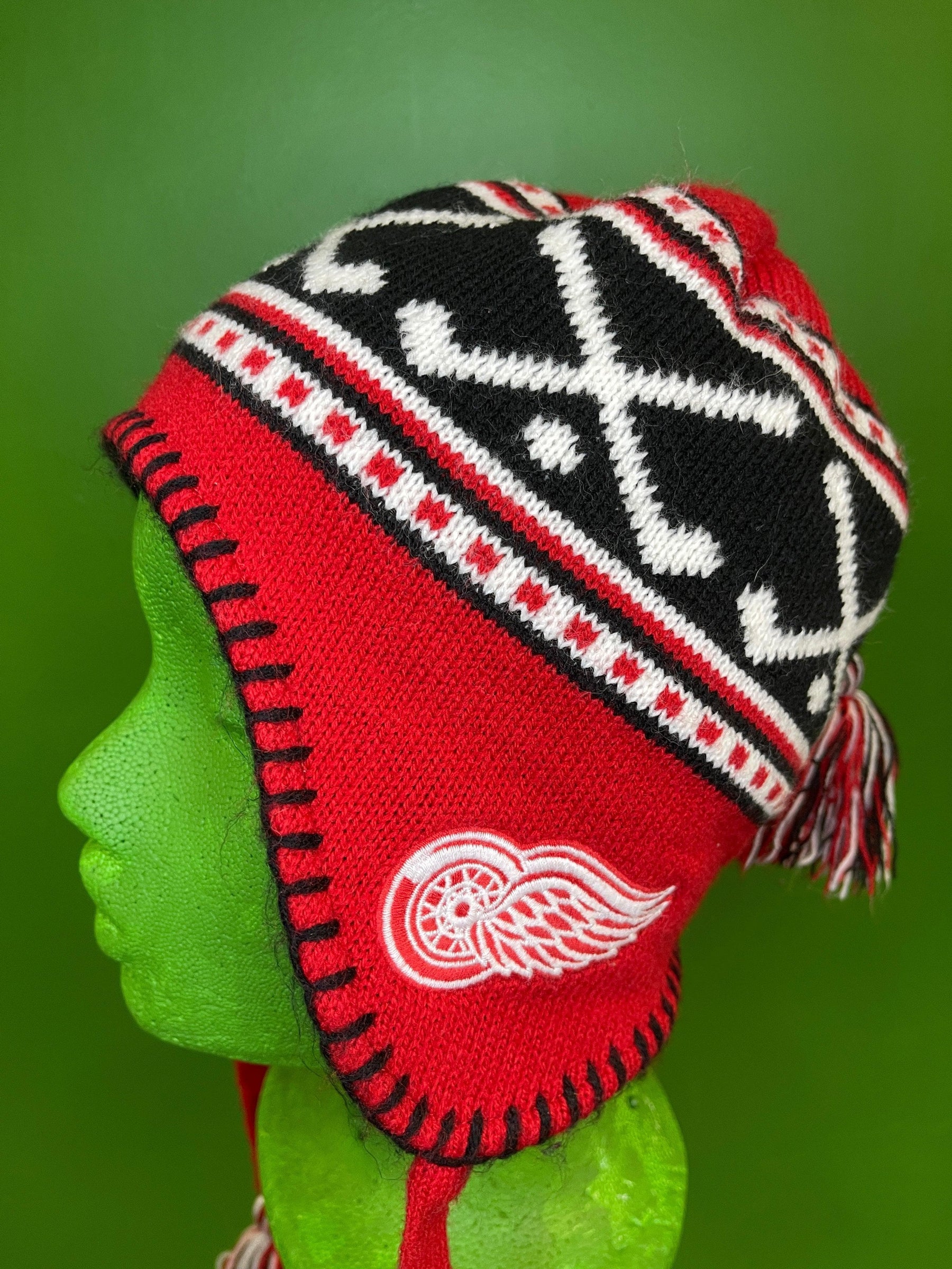 NHL Detroit Red Wings Woolly Bobble Hat with Tassel Ties Kids' OSFA