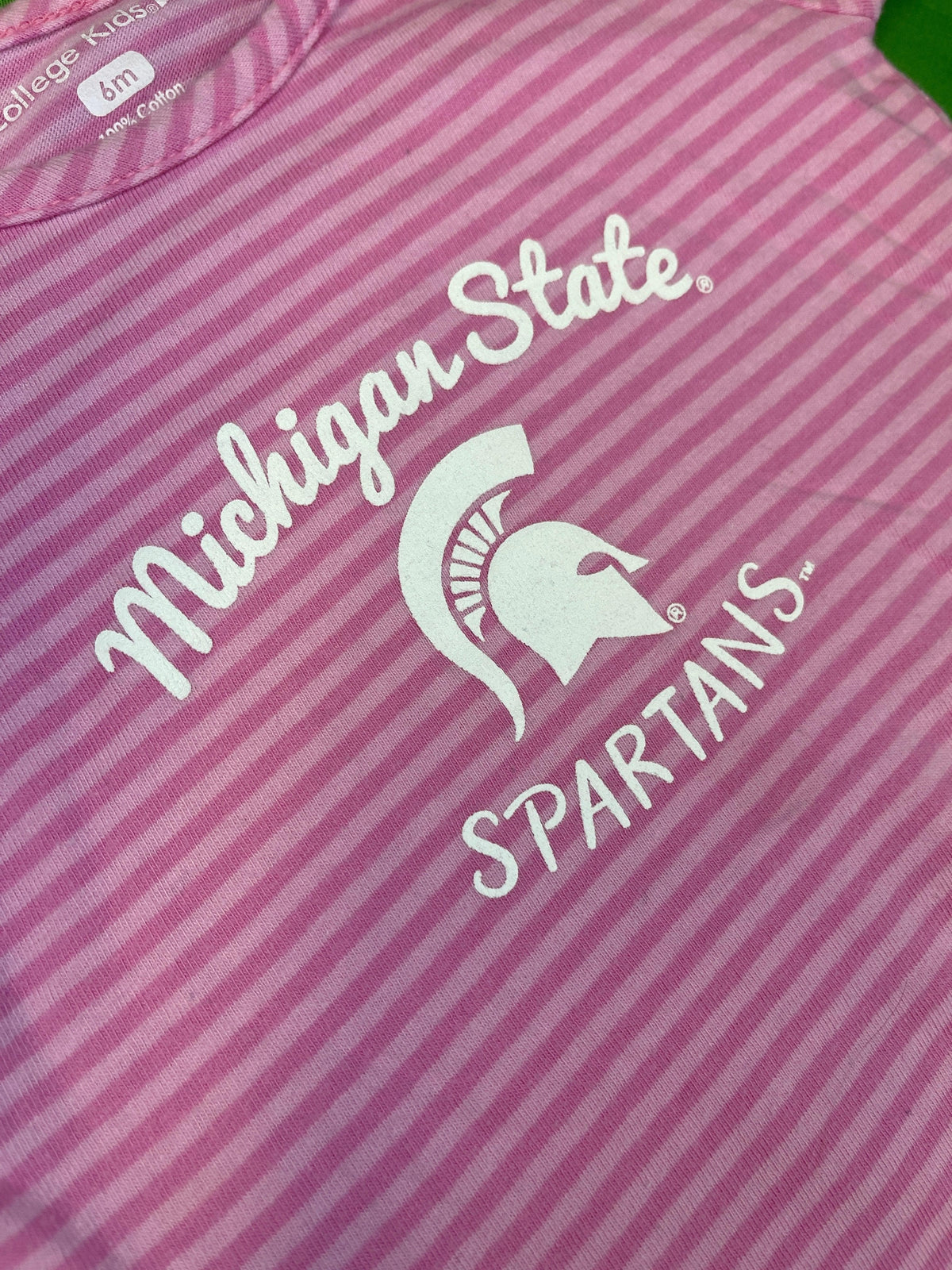 NCAA Michigan State Spartans Pink Striped Bodysuit 6 months