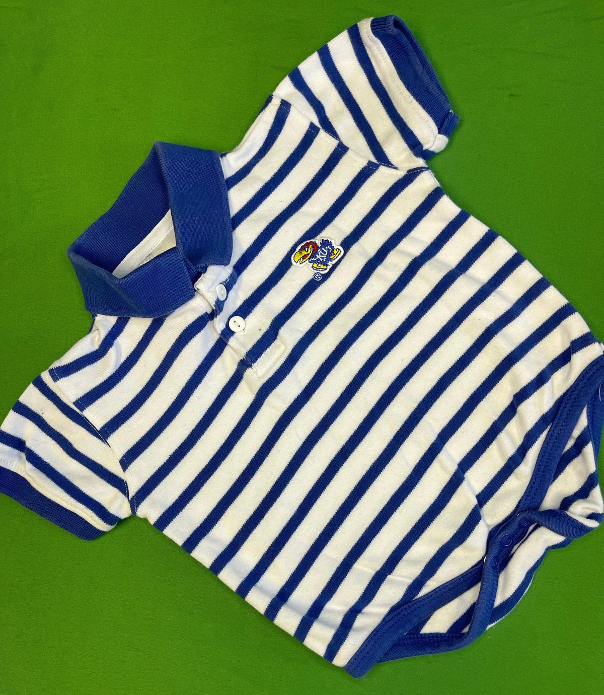NCAA Kansas Jayhawks Polo Collar Striped Shirt Bodysuit 18 months