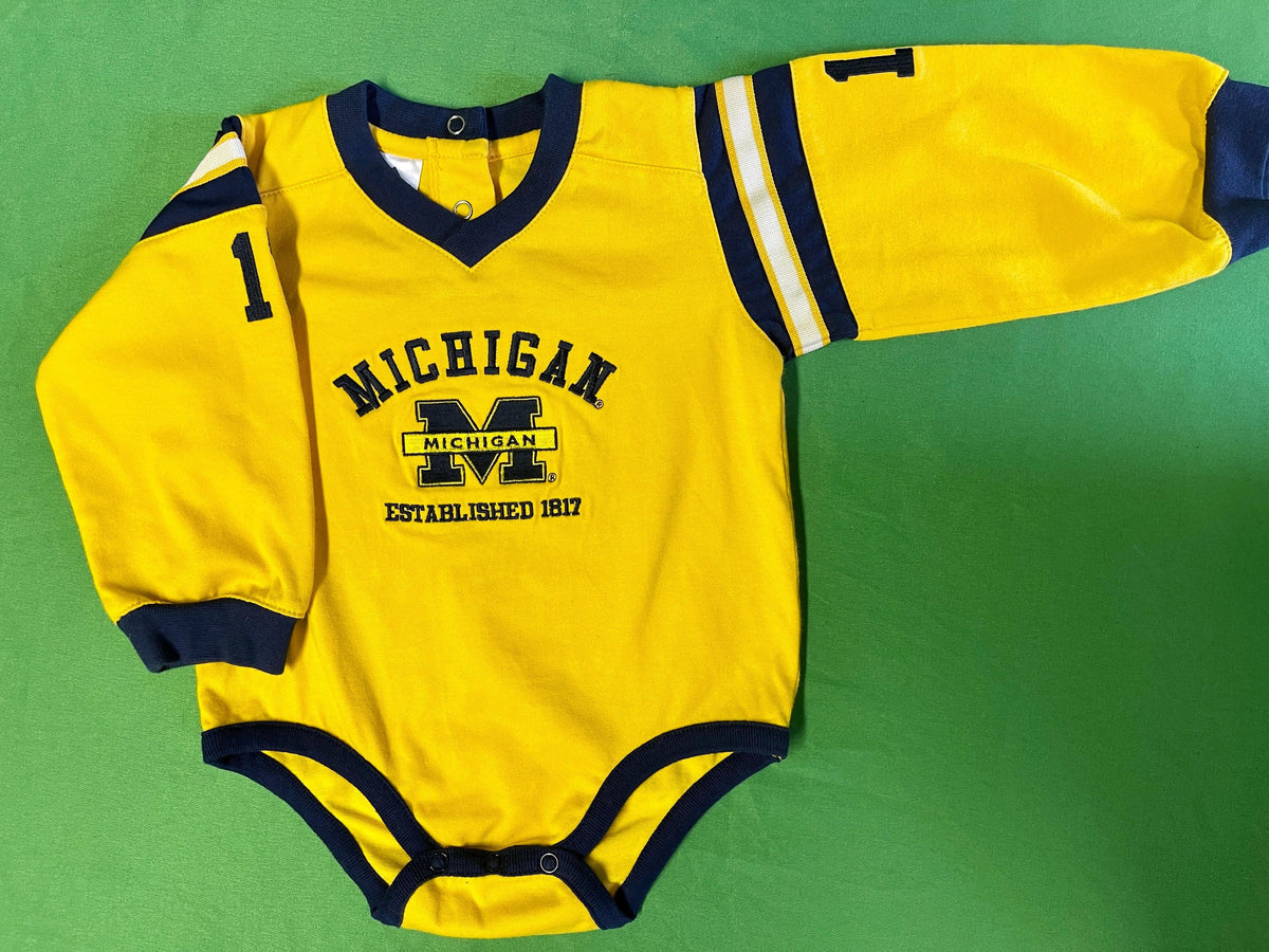 NCAA Michigan Wolverines Long-Sleeve Yellow Jersey-Style Bodysuit 18 months