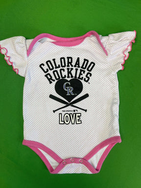 MLB Colorado Rockies White & Pink Polkadot Bodysuit 3-6 months