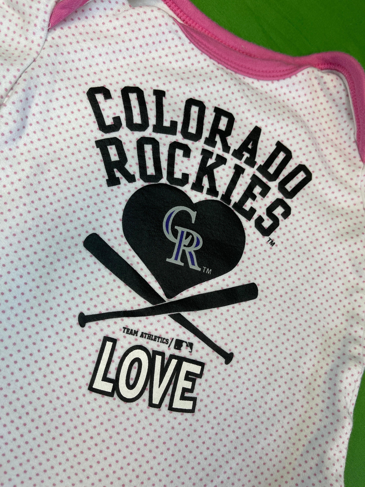 MLB Colorado Rockies White & Pink Polkadot Bodysuit 3-6 months